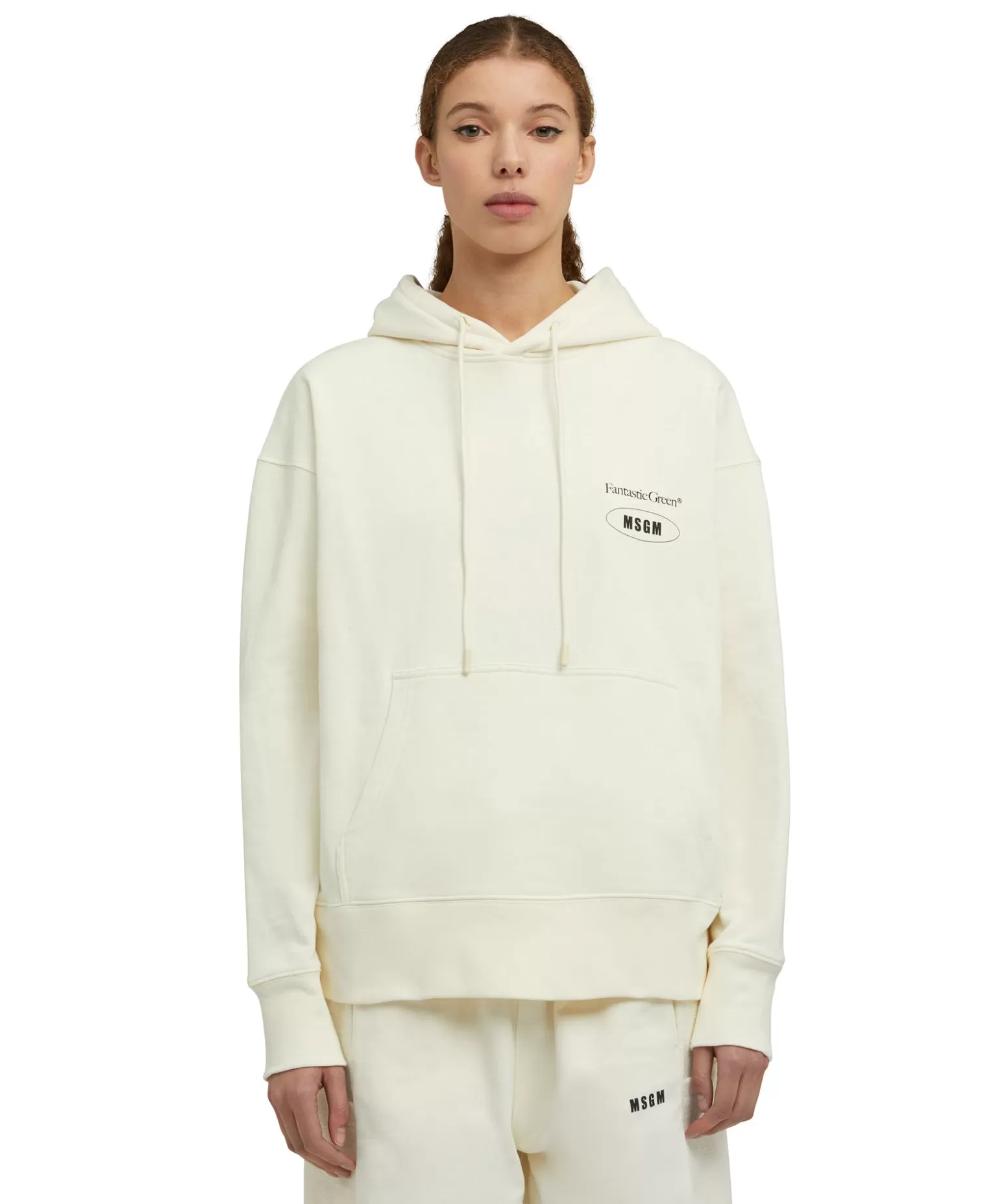 Donna MSGM Felpa Con Cappuccio In Cotone Organico Della Capsule Fantastic Gree