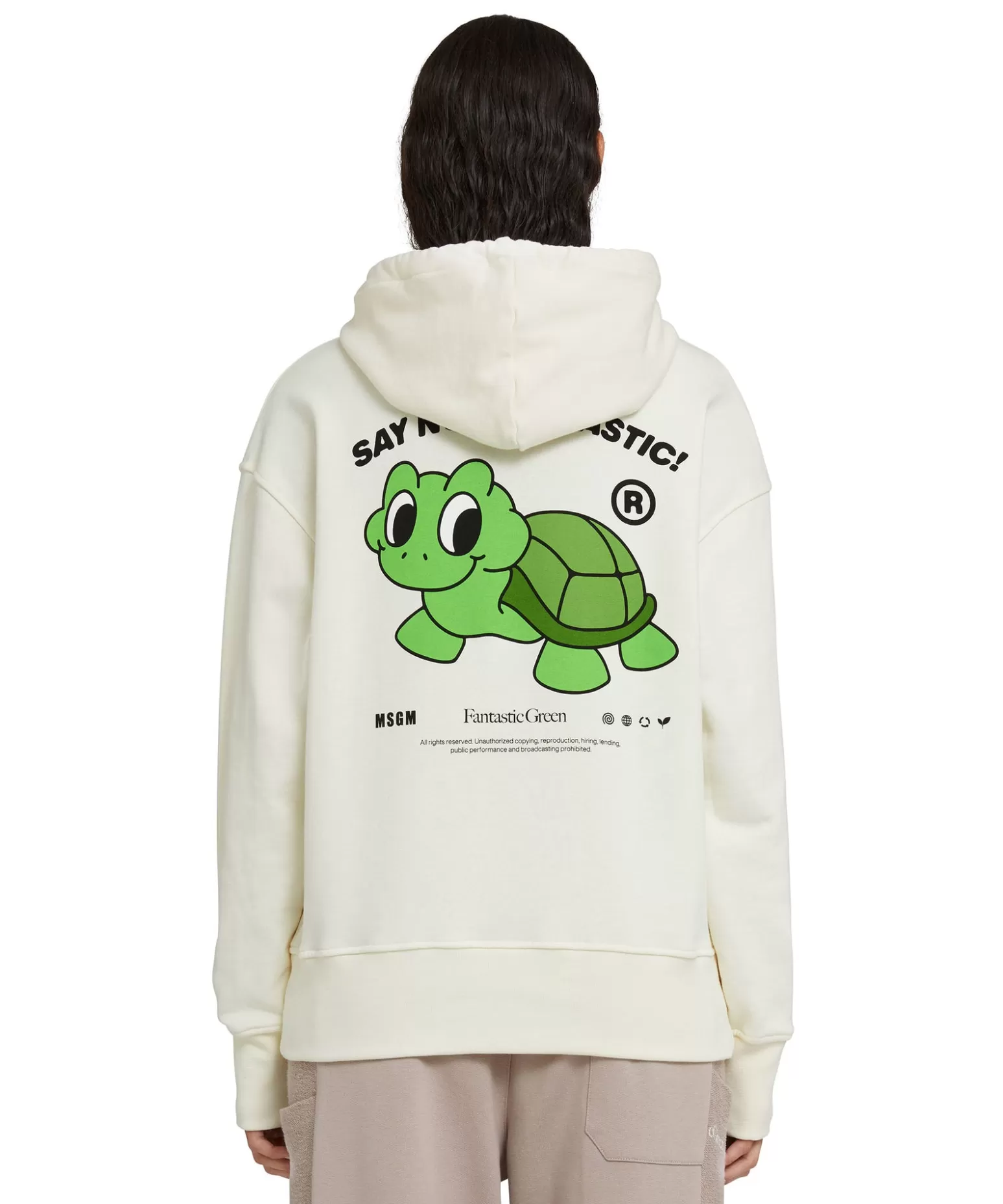 Donna MSGM Felpa Con Cappuccio In Cotone Organico Della Capsule Fantastic Gree