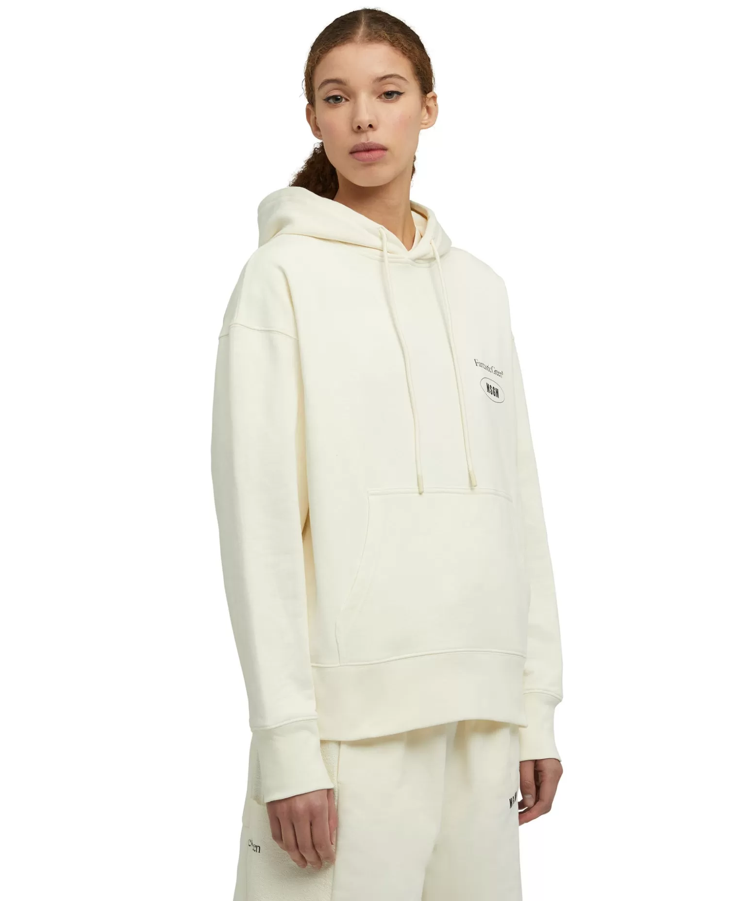 Donna MSGM Felpa Con Cappuccio In Cotone Organico Della Capsule Fantastic Gree