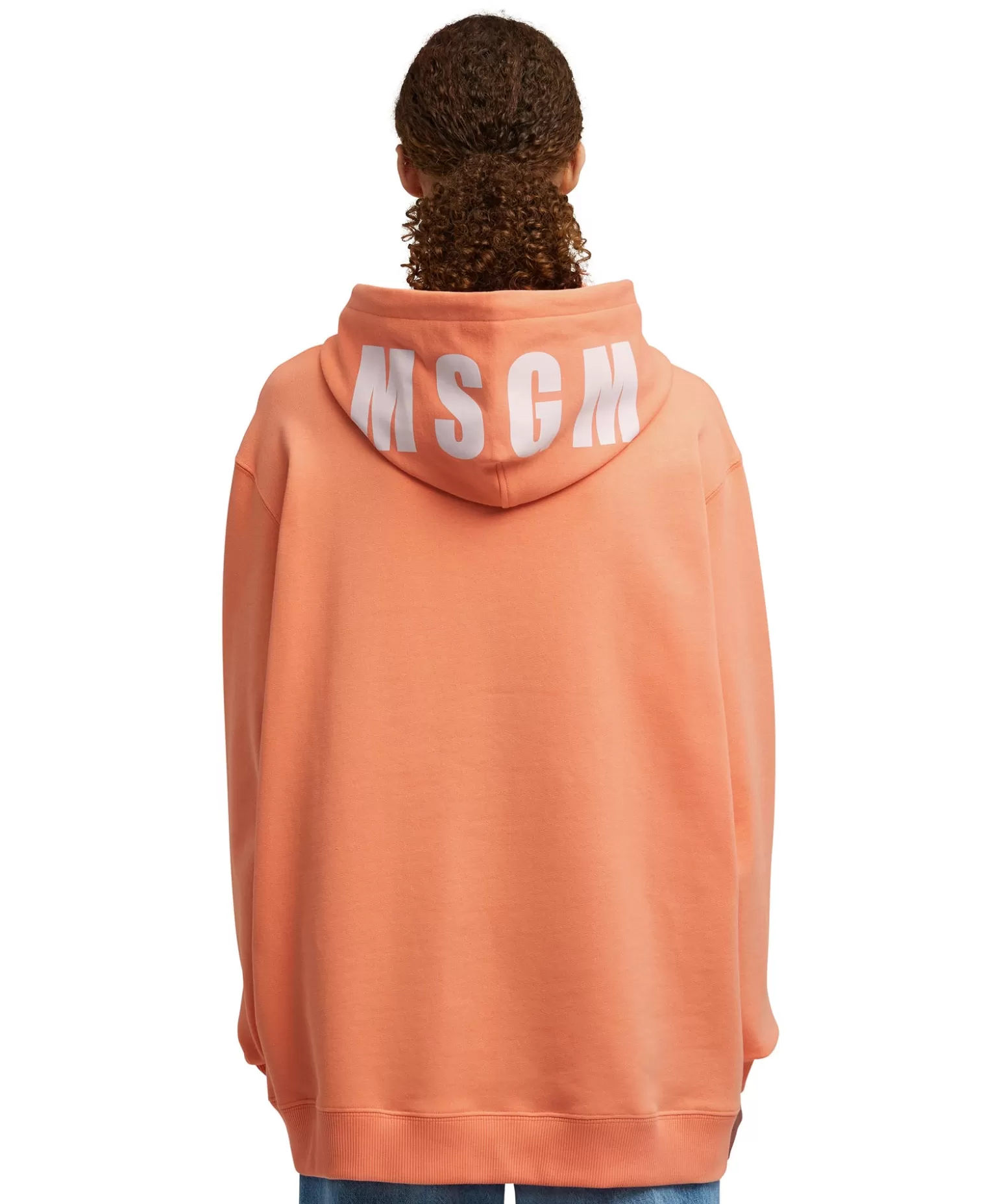 Donna MSGM Felpa Con Cappuccio In Cotone Tinta Unita Con Logo