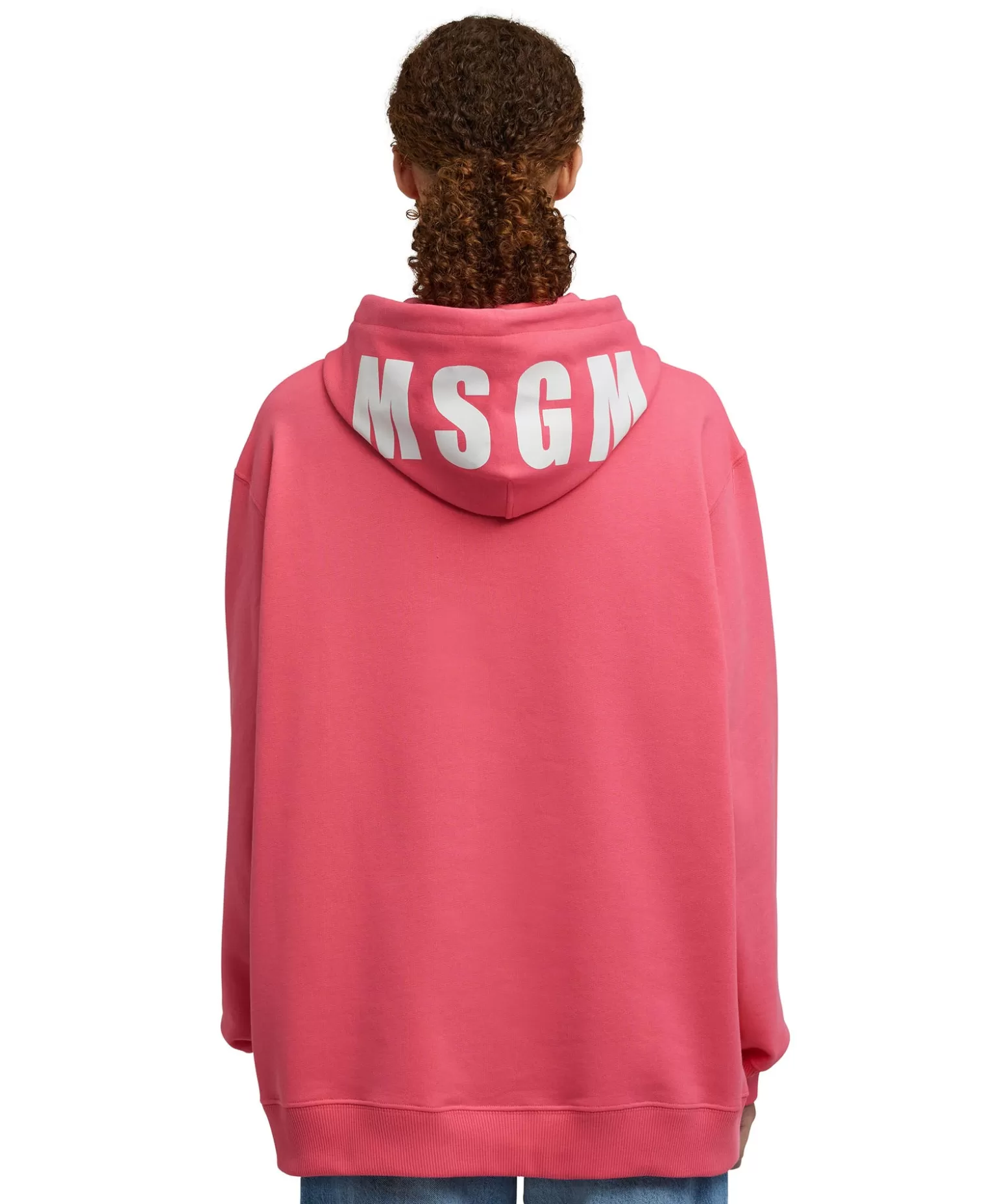 Donna MSGM Felpa Con Cappuccio In Cotone Tinta Unita Con Logo