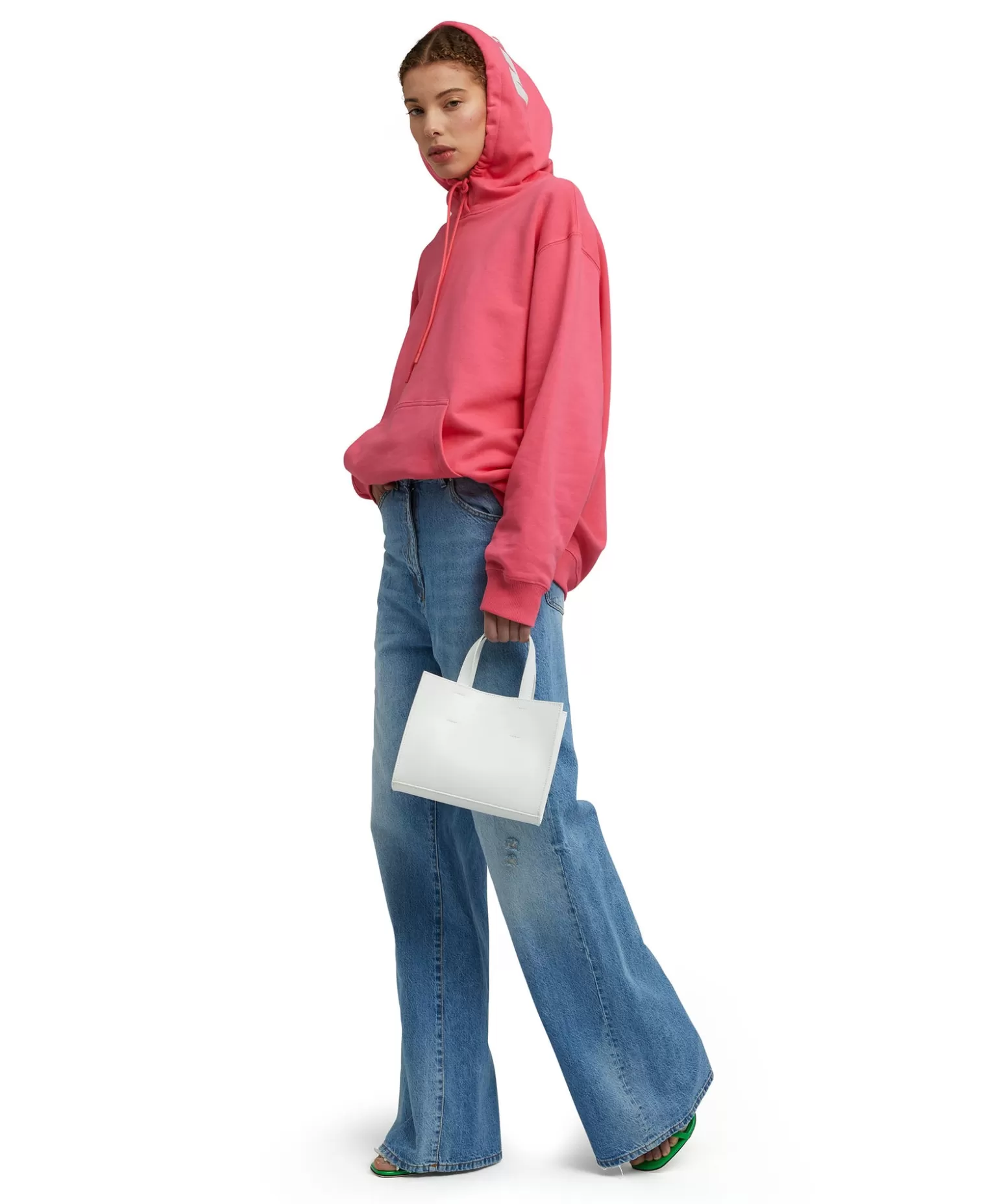 Donna MSGM Felpa Con Cappuccio In Cotone Tinta Unita Con Logo