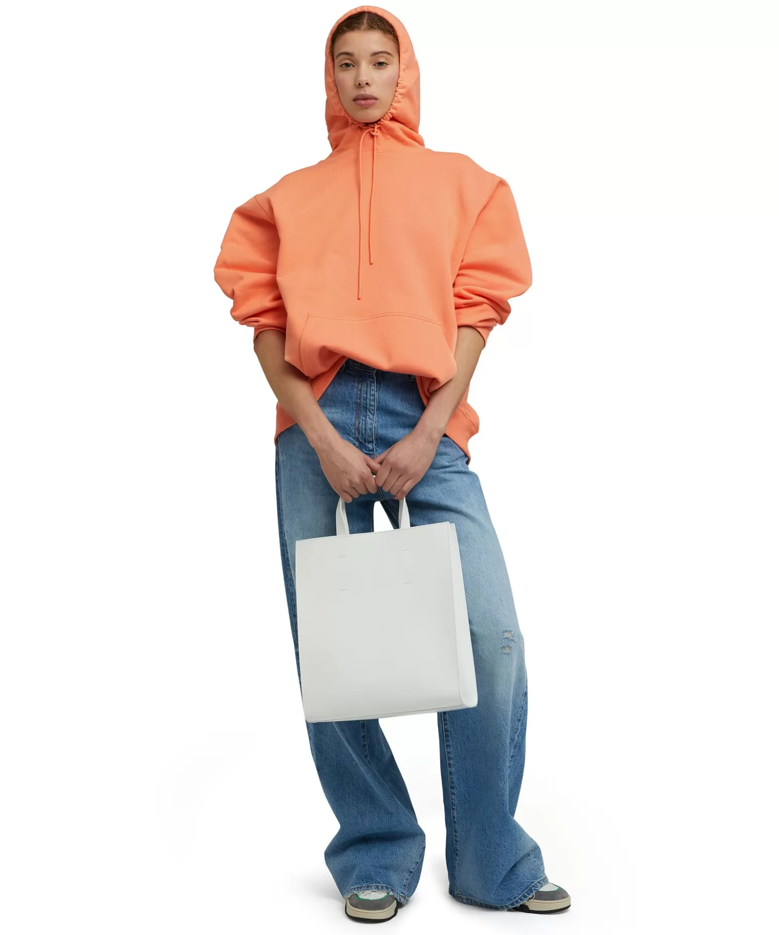 Donna MSGM Felpa Con Cappuccio In Cotone Tinta Unita Con Logo