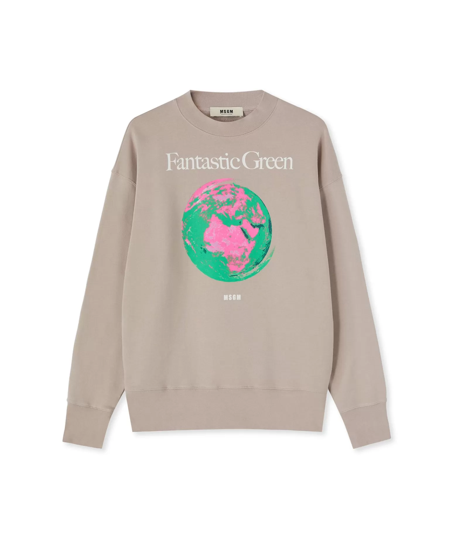 Donna MSGM Felpa Girocollo In Cotone Organico Della Capsule Fantastic Green
