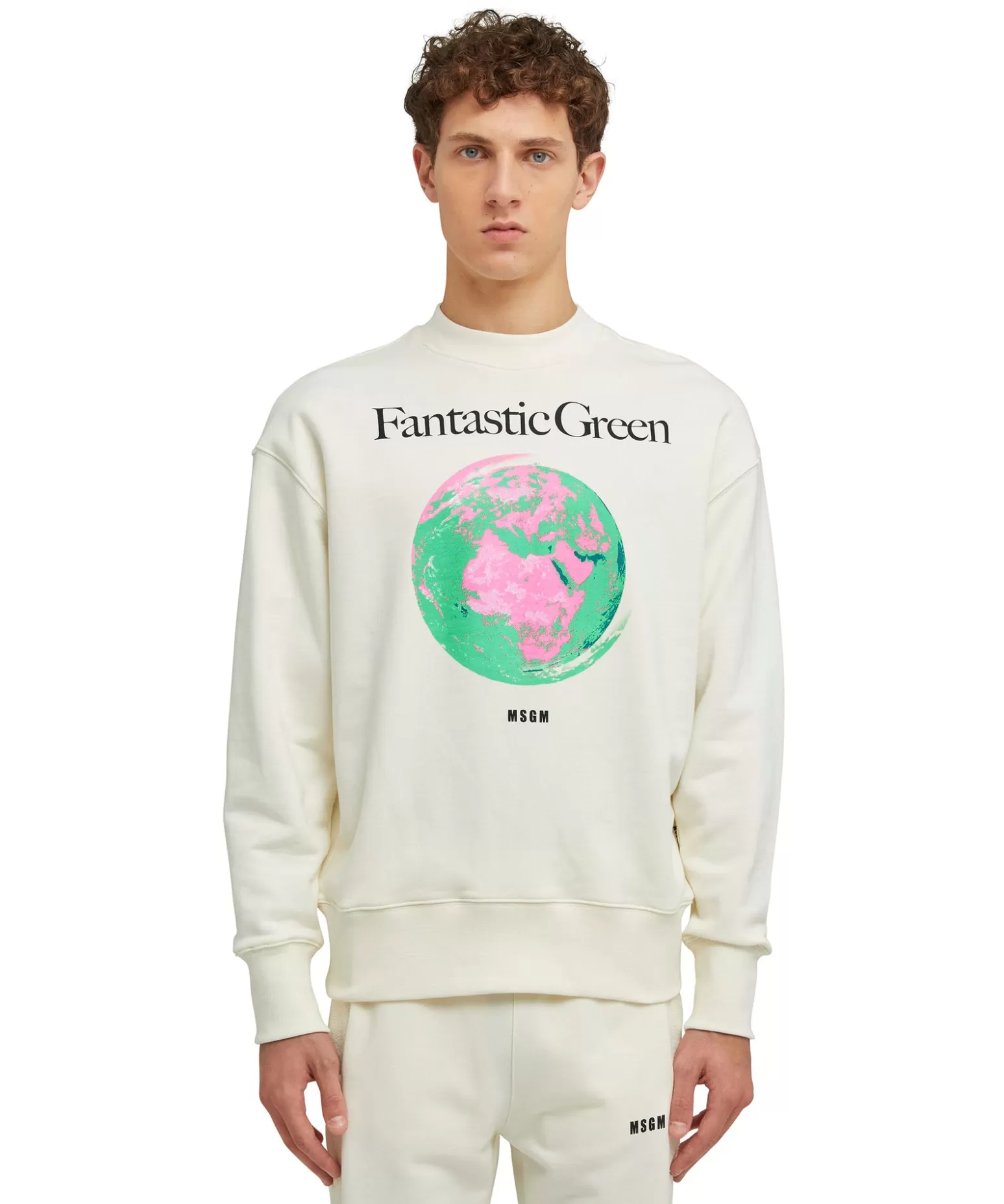 Donna MSGM Felpa Girocollo In Cotone Organico Della Capsule Fantastic Green