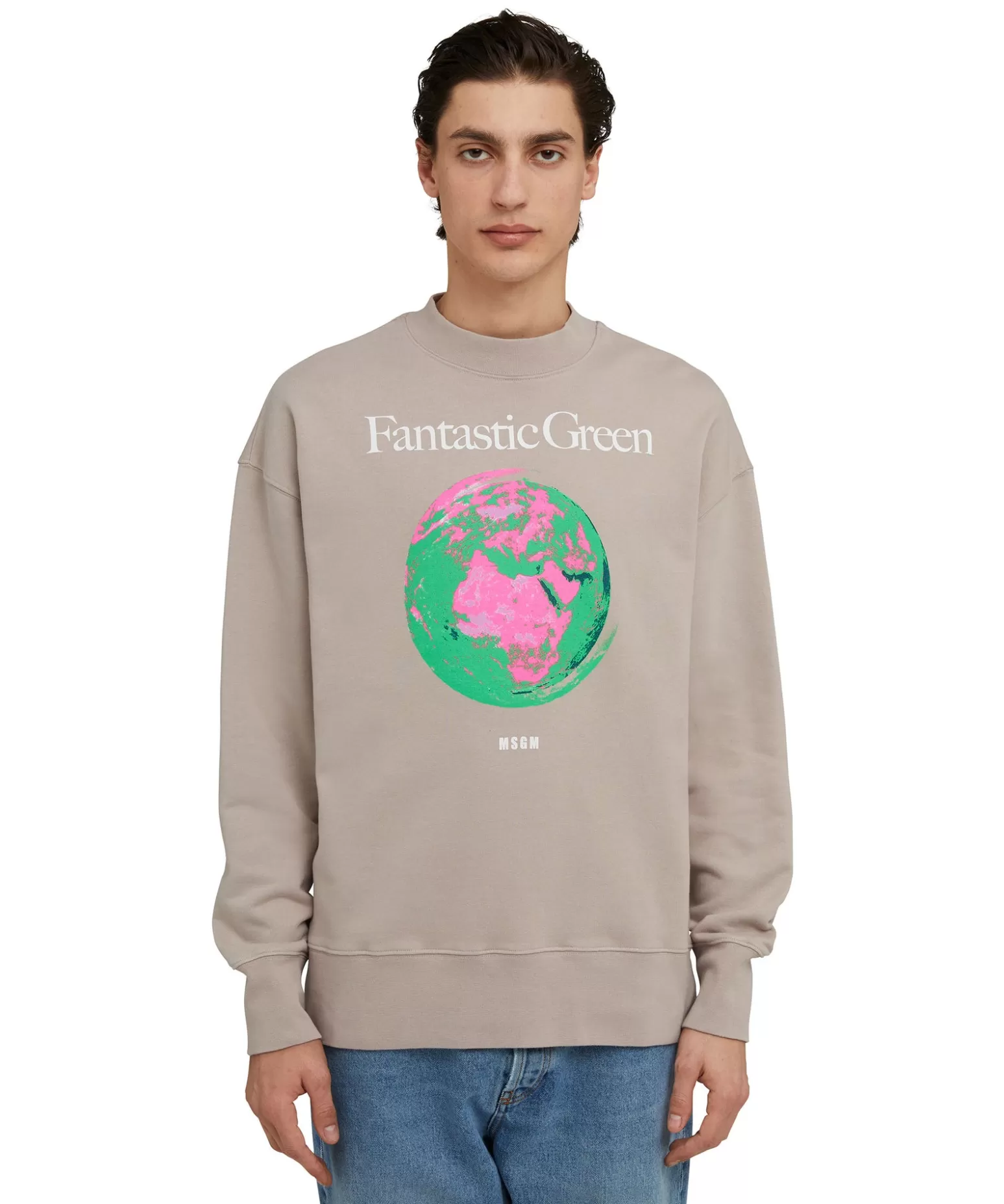 Donna MSGM Felpa Girocollo In Cotone Organico Della Capsule Fantastic Green
