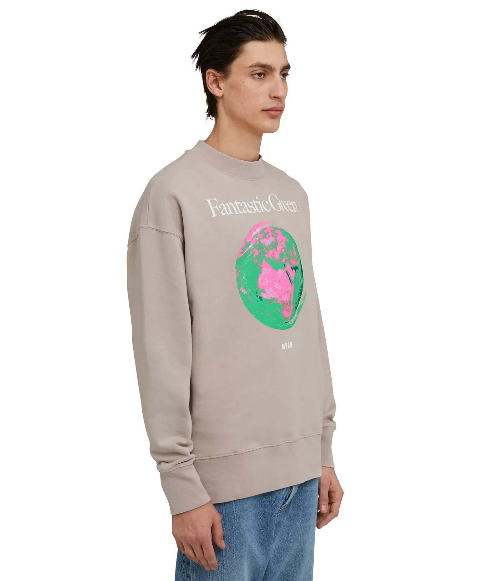 Donna MSGM Felpa Girocollo In Cotone Organico Della Capsule Fantastic Green