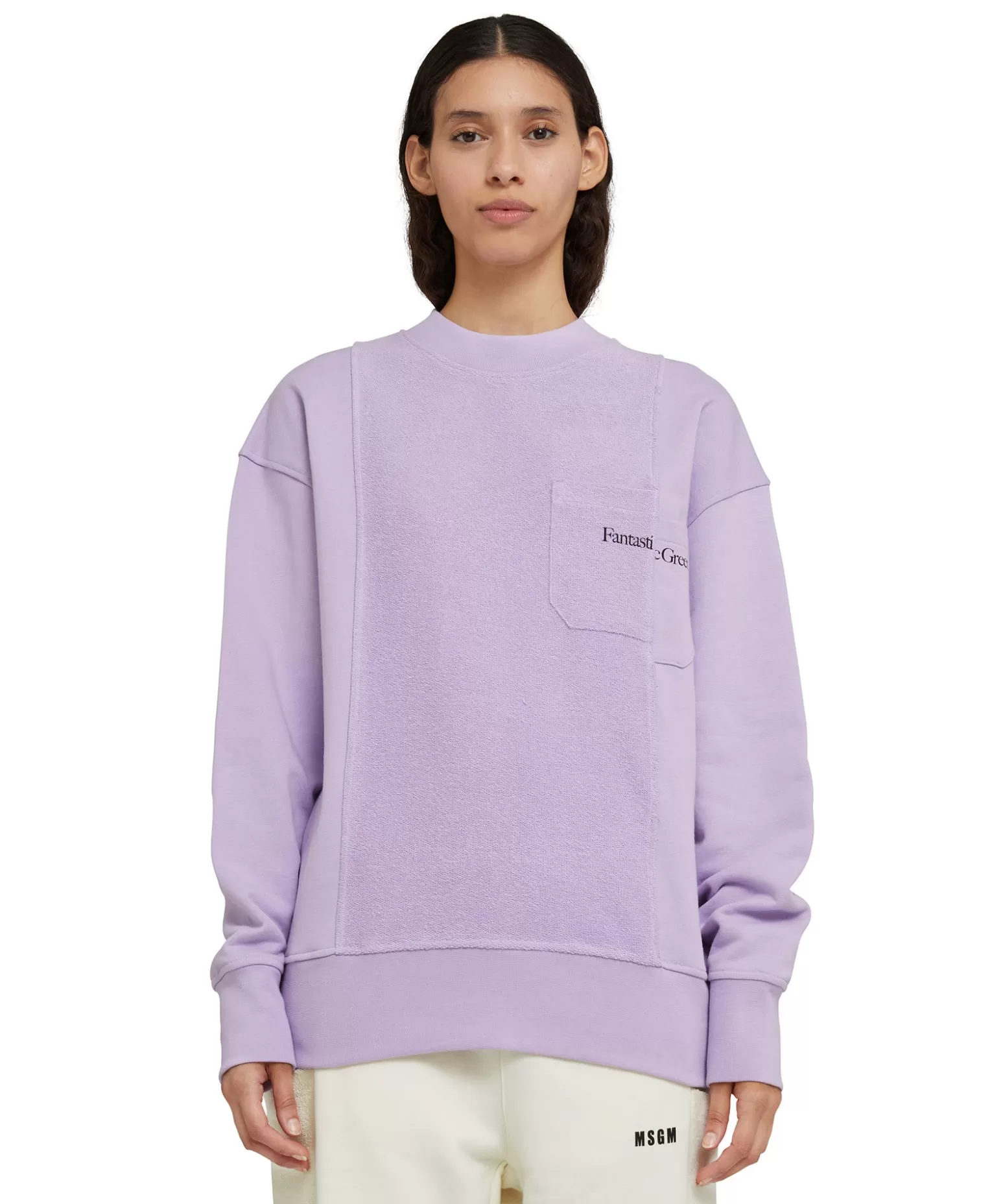 Donna MSGM Felpa Girocollo In Cotone Organico Della Capsule Fantastic Green