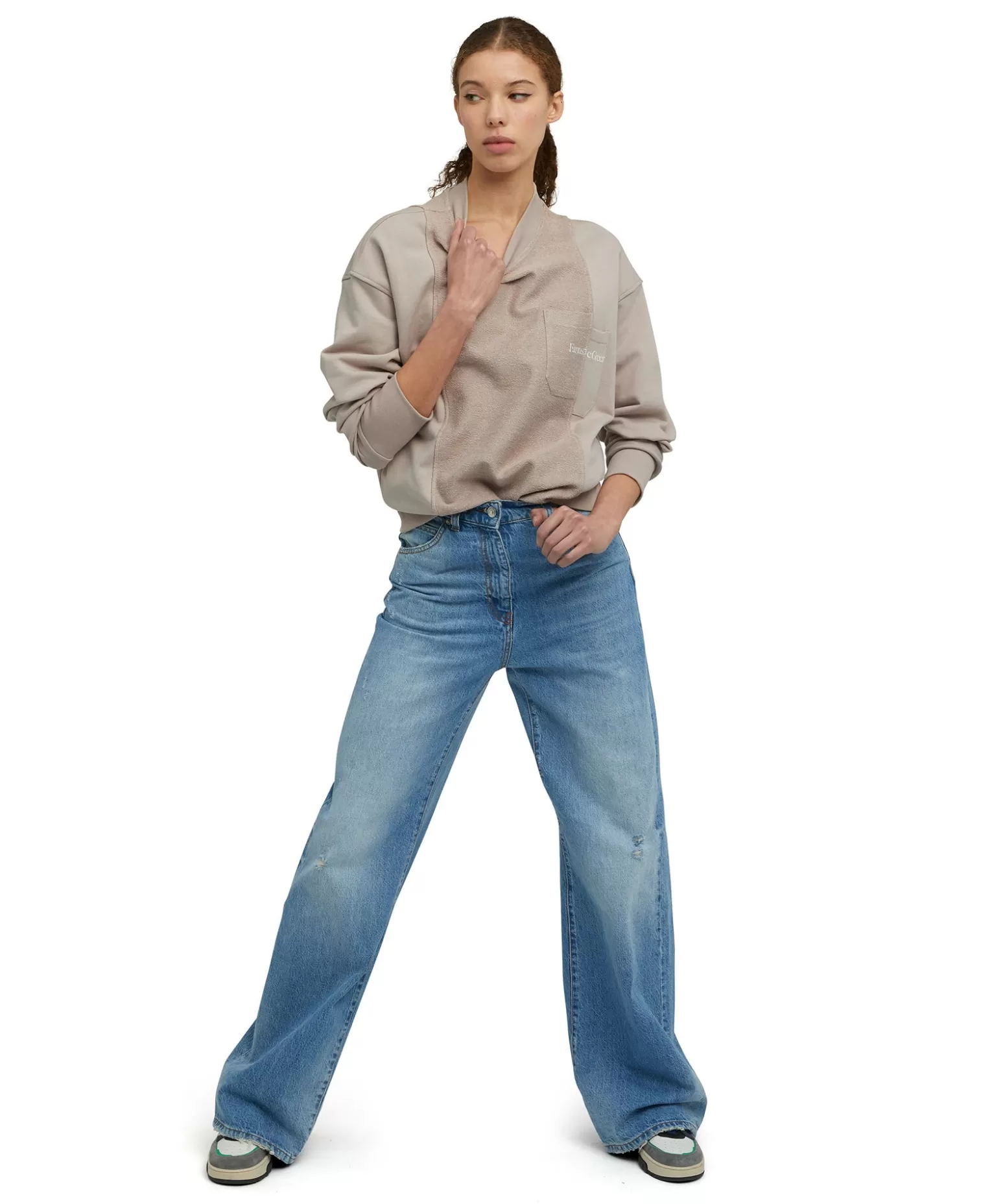 Donna MSGM Felpa Girocollo In Cotone Organico Della Capsule Fantastic Green