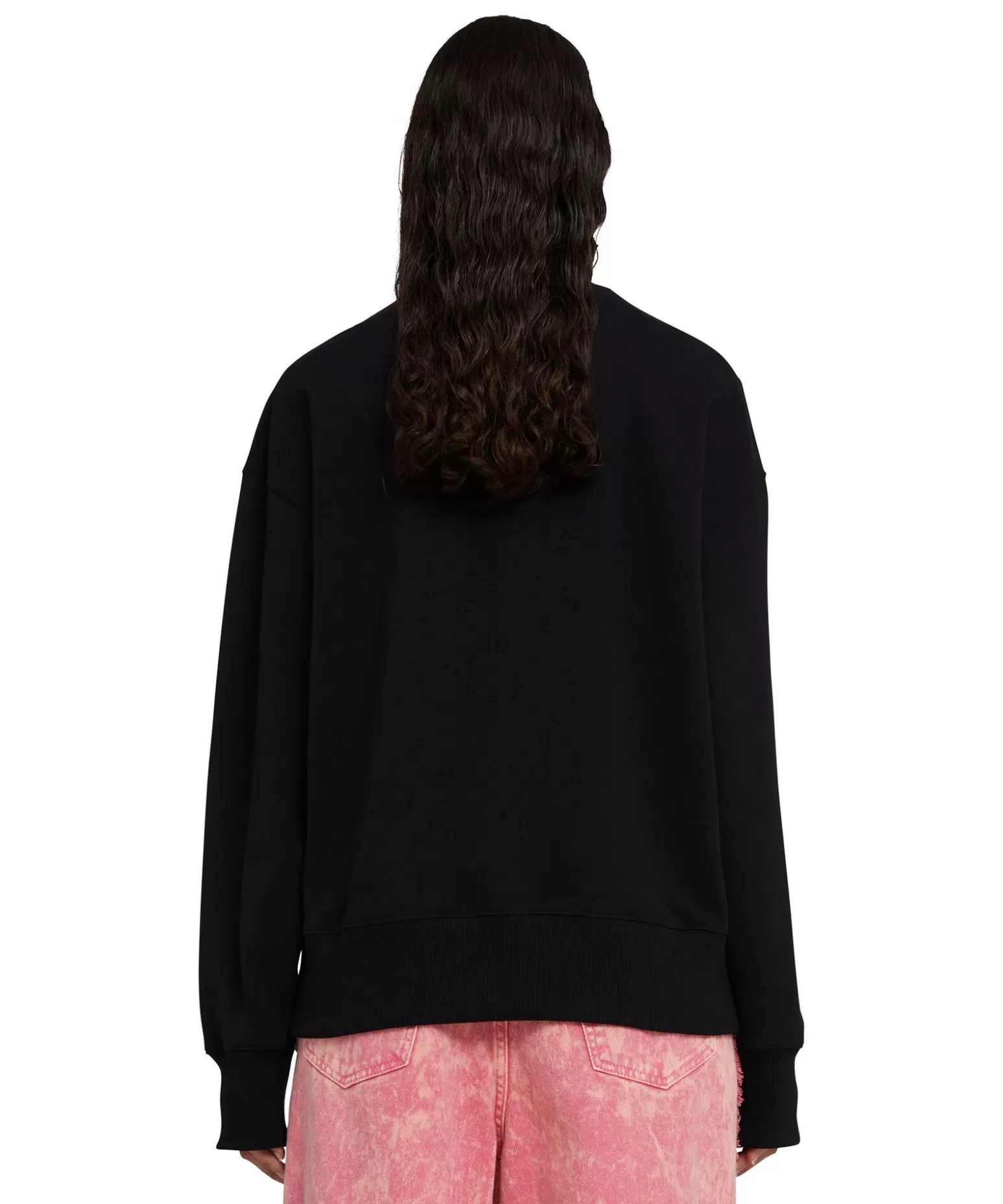 Donna MSGM Felpa Girocollo In Cotone Tinta Unita Con Grafica "Club Paradiso"