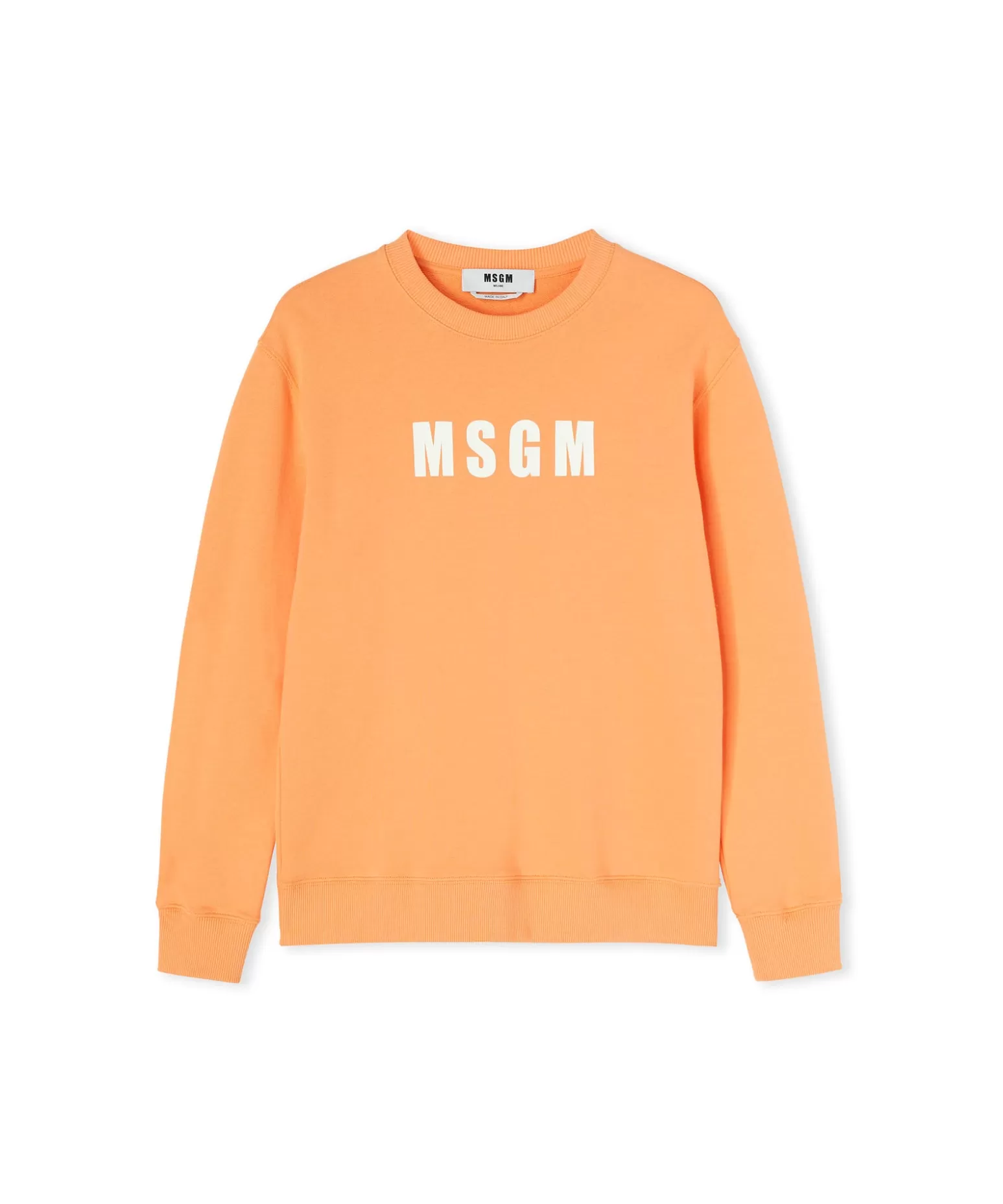 Donna MSGM Felpa Girocollo In Cotone Tinta Unita Con Logo