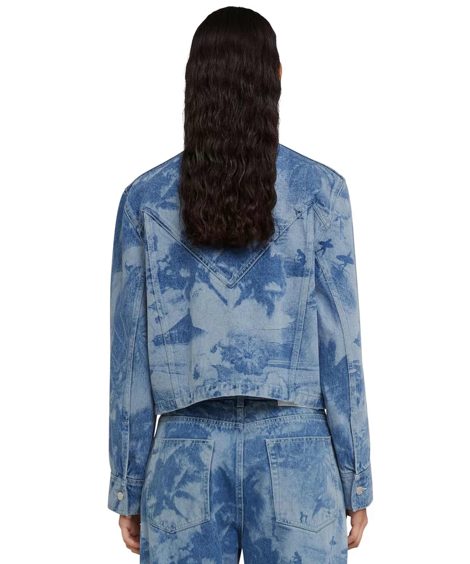 Donna MSGM Giacca Crop In Denim Con Lavorazione "Surfer" A Laser