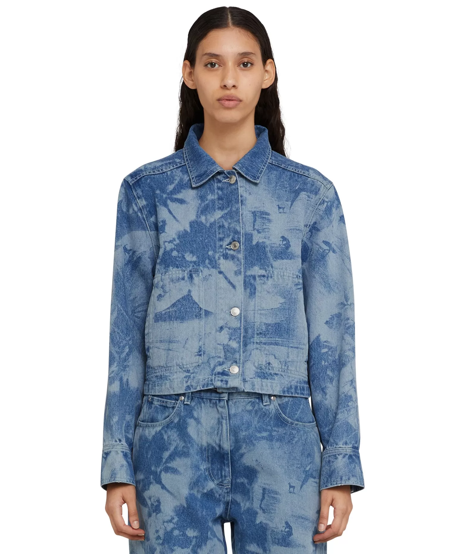 Donna MSGM Giacca Crop In Denim Con Lavorazione "Surfer" A Laser