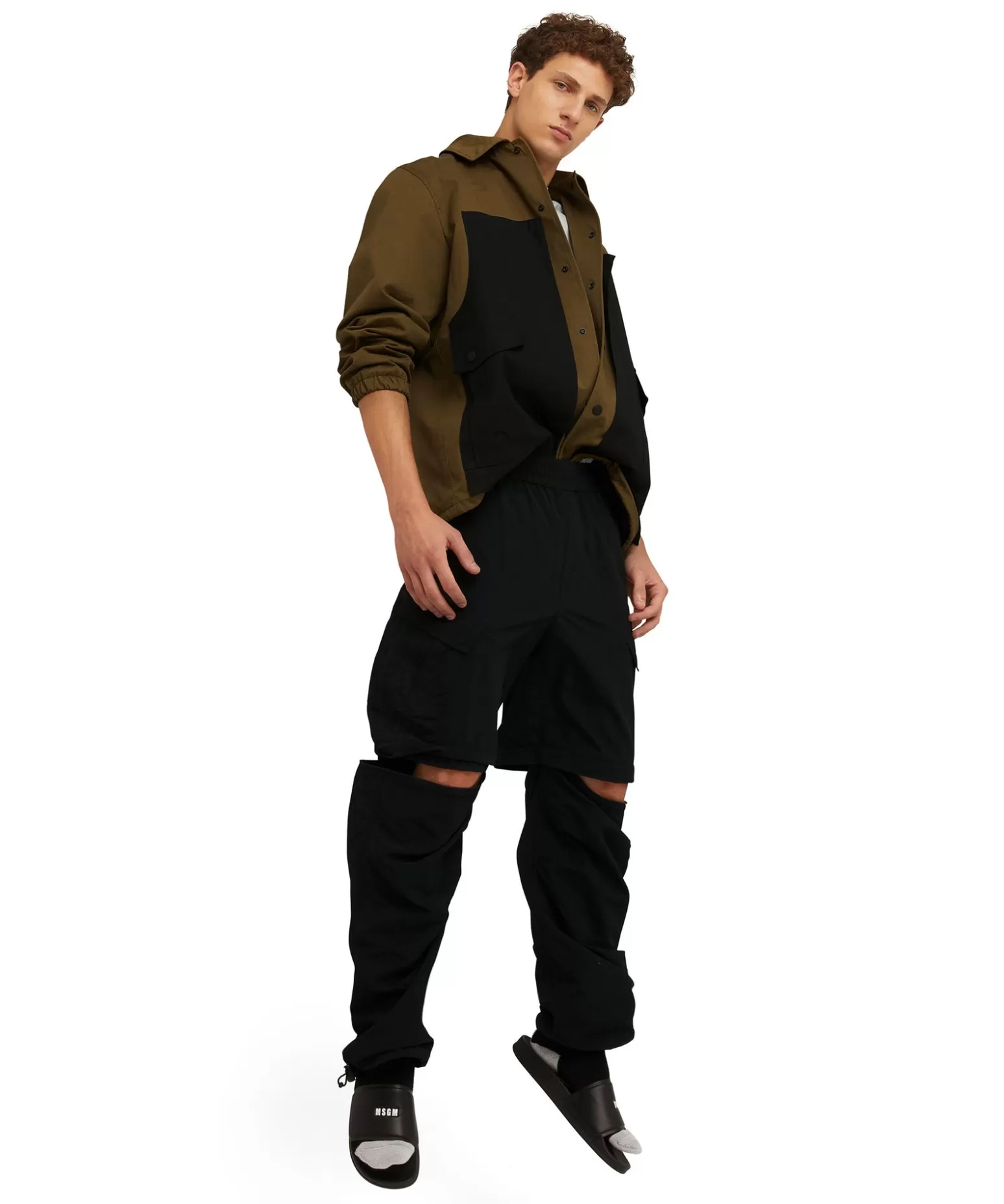 Uomo MSGM Giacca Worker In Cotone Colorblock