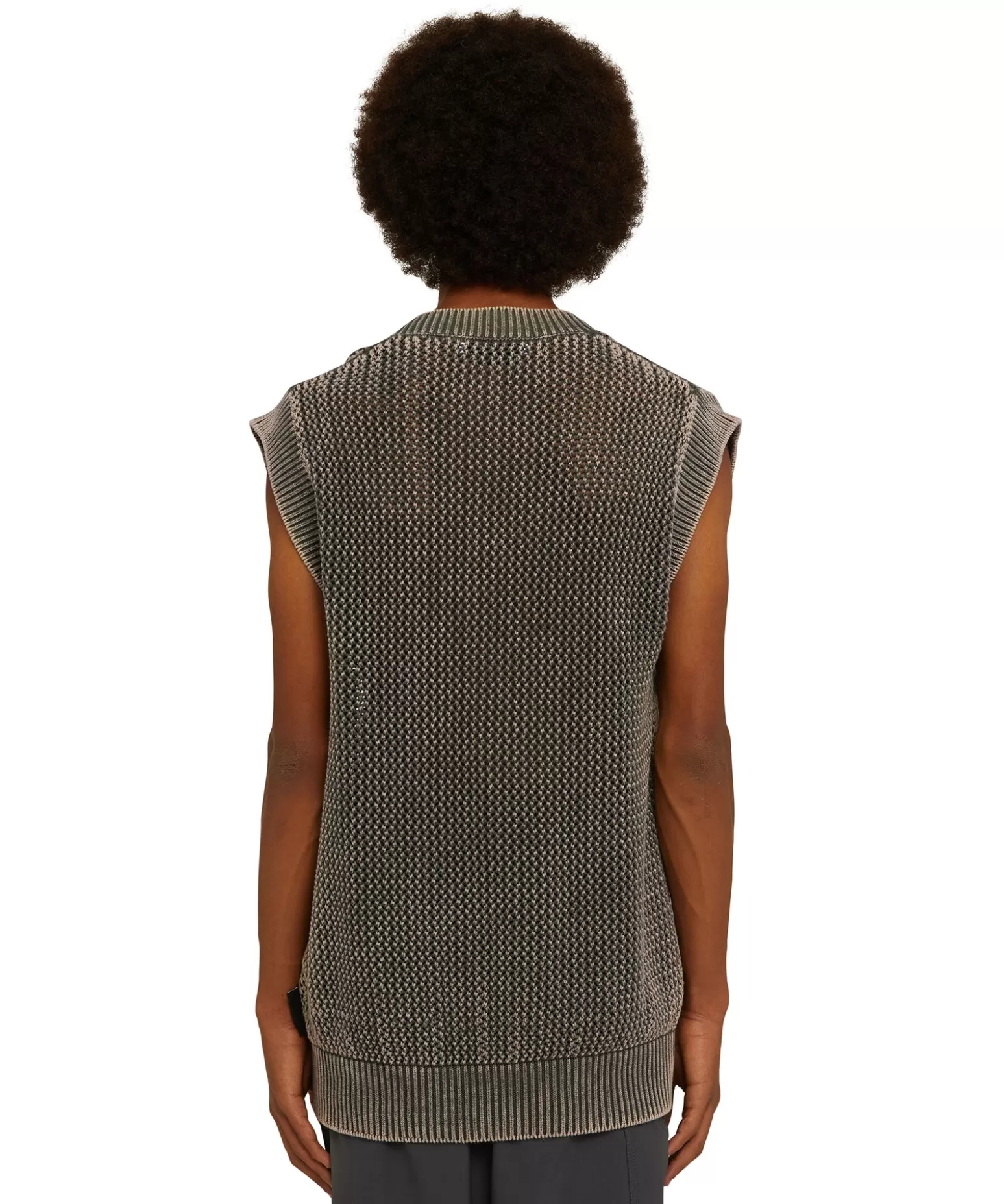 Uomo MSGM Giletin In Maglia Di Cotone Overdyed Con Lavorazione A Rete