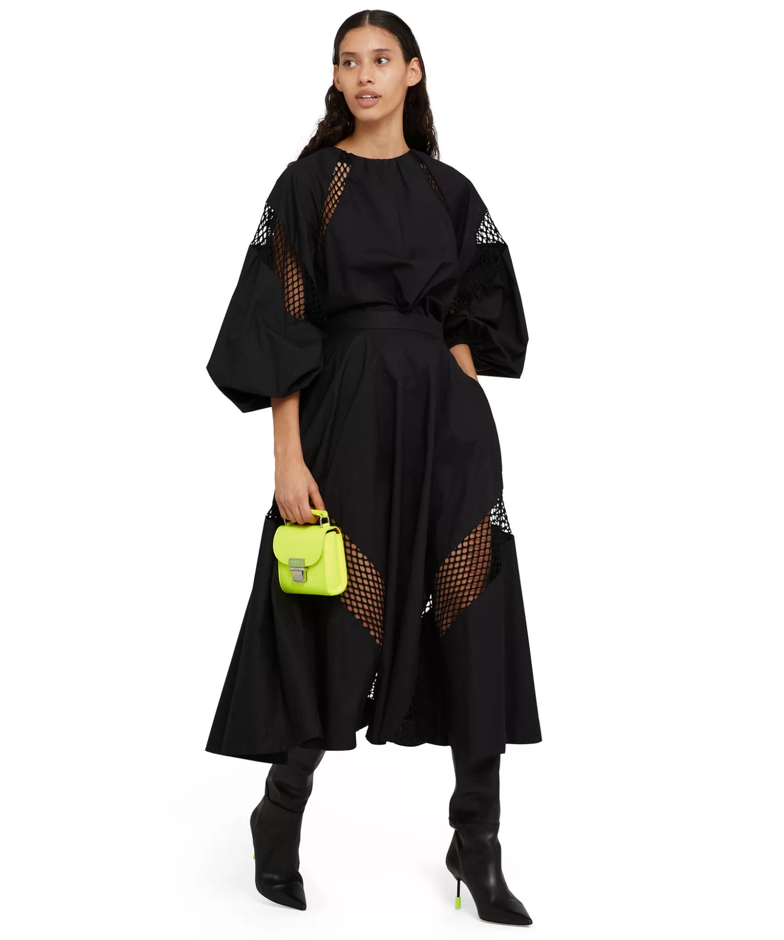 Donna MSGM Gonna Midi A Ruota In Cotone Con Dettagli A Rete