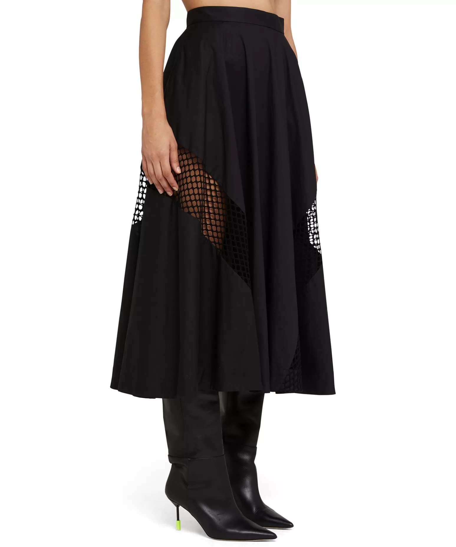 Donna MSGM Gonna Midi A Ruota In Cotone Con Dettagli A Rete