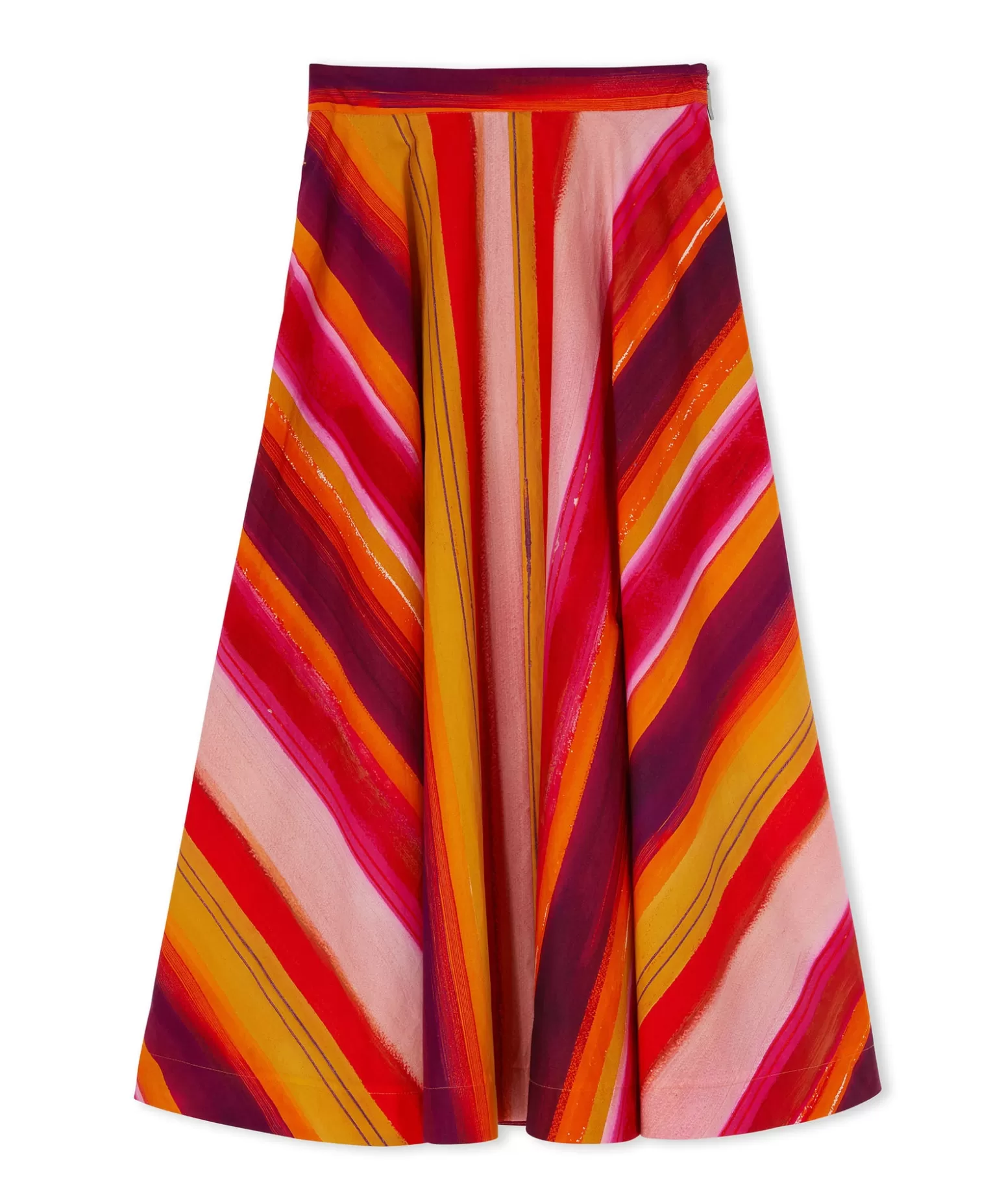 Donna MSGM Gonna Midi A Ruota In Cotone Con Fantasia "Brushed Stripes"
