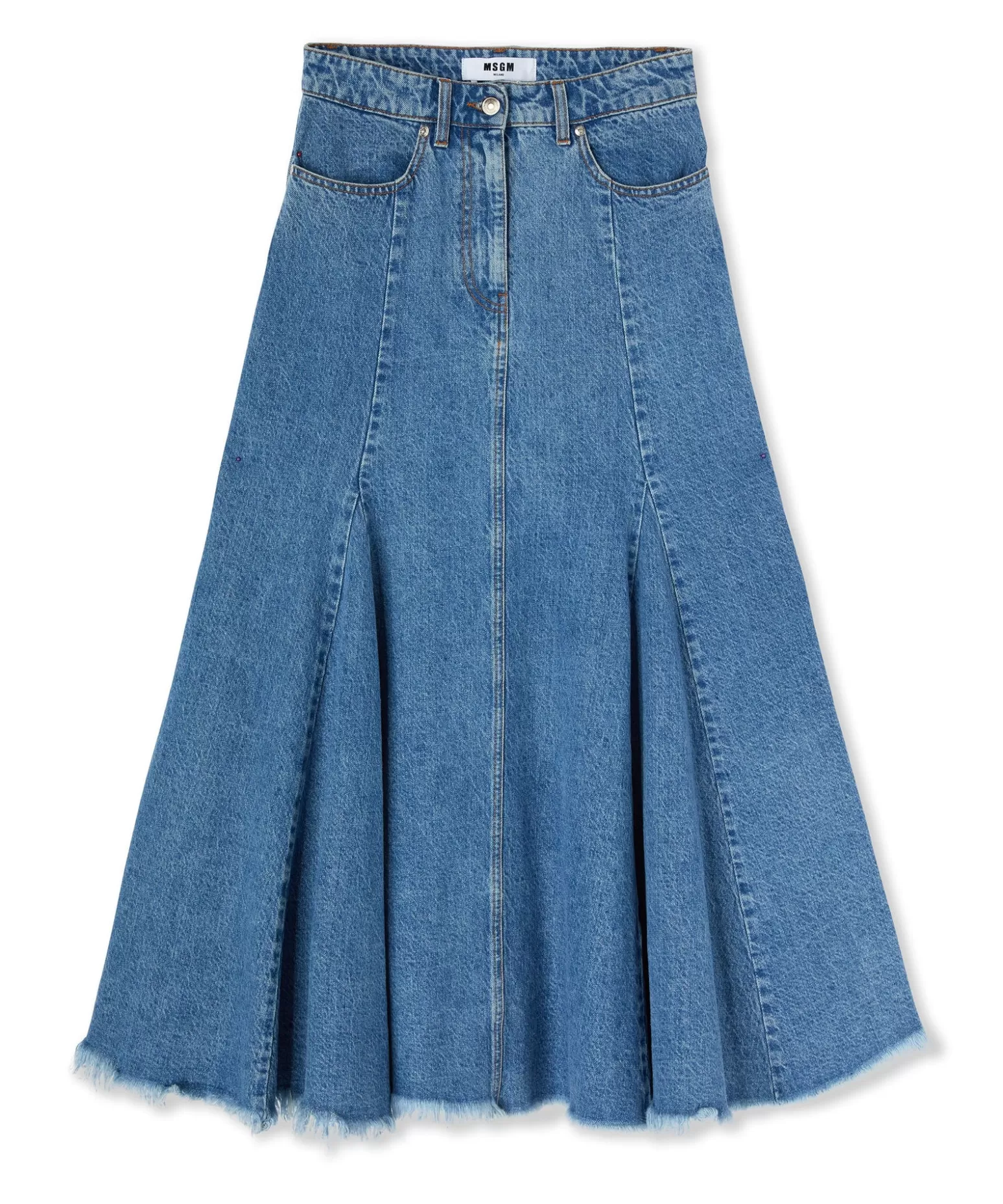 Donna MSGM Gonna Midi Di Denim A Ruota