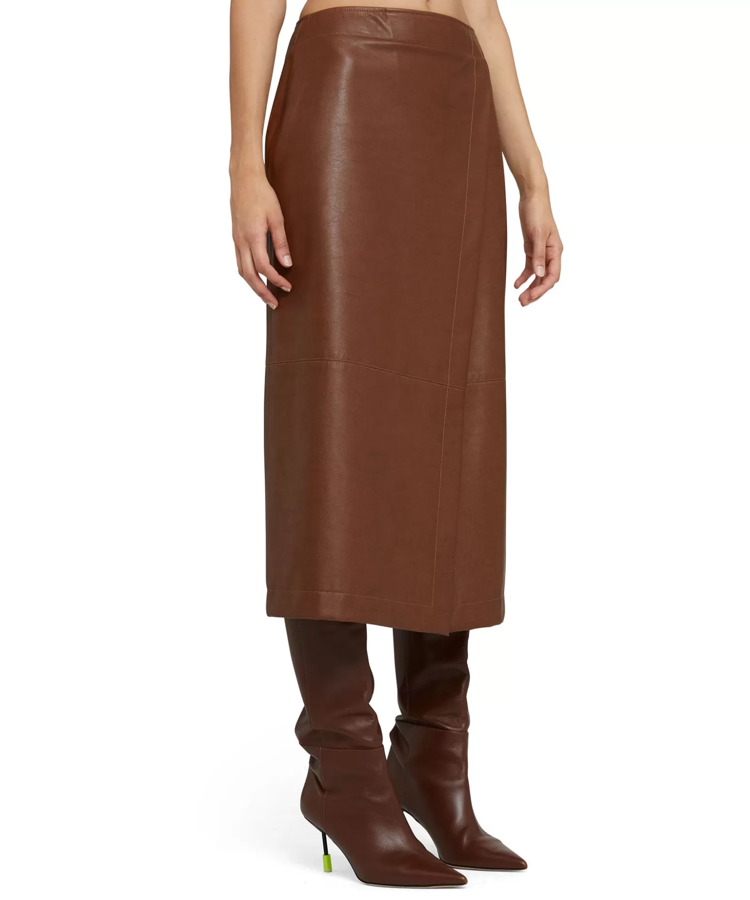 Donna MSGM Gonna Midi In Eco-Pelle Con Design A Portafoglio E Spacco Frontale