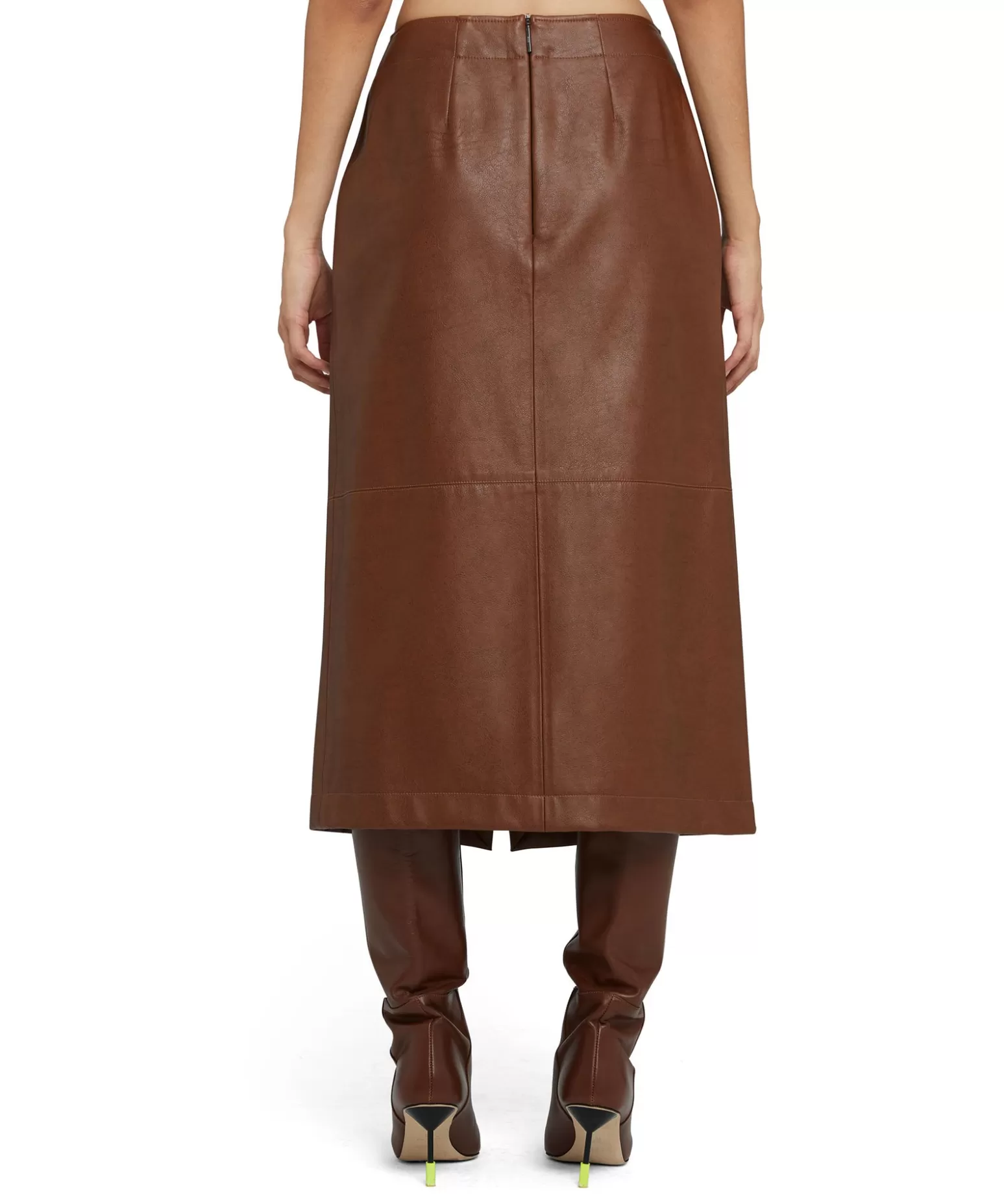 Donna MSGM Gonna Midi In Eco-Pelle Con Design A Portafoglio E Spacco Frontale