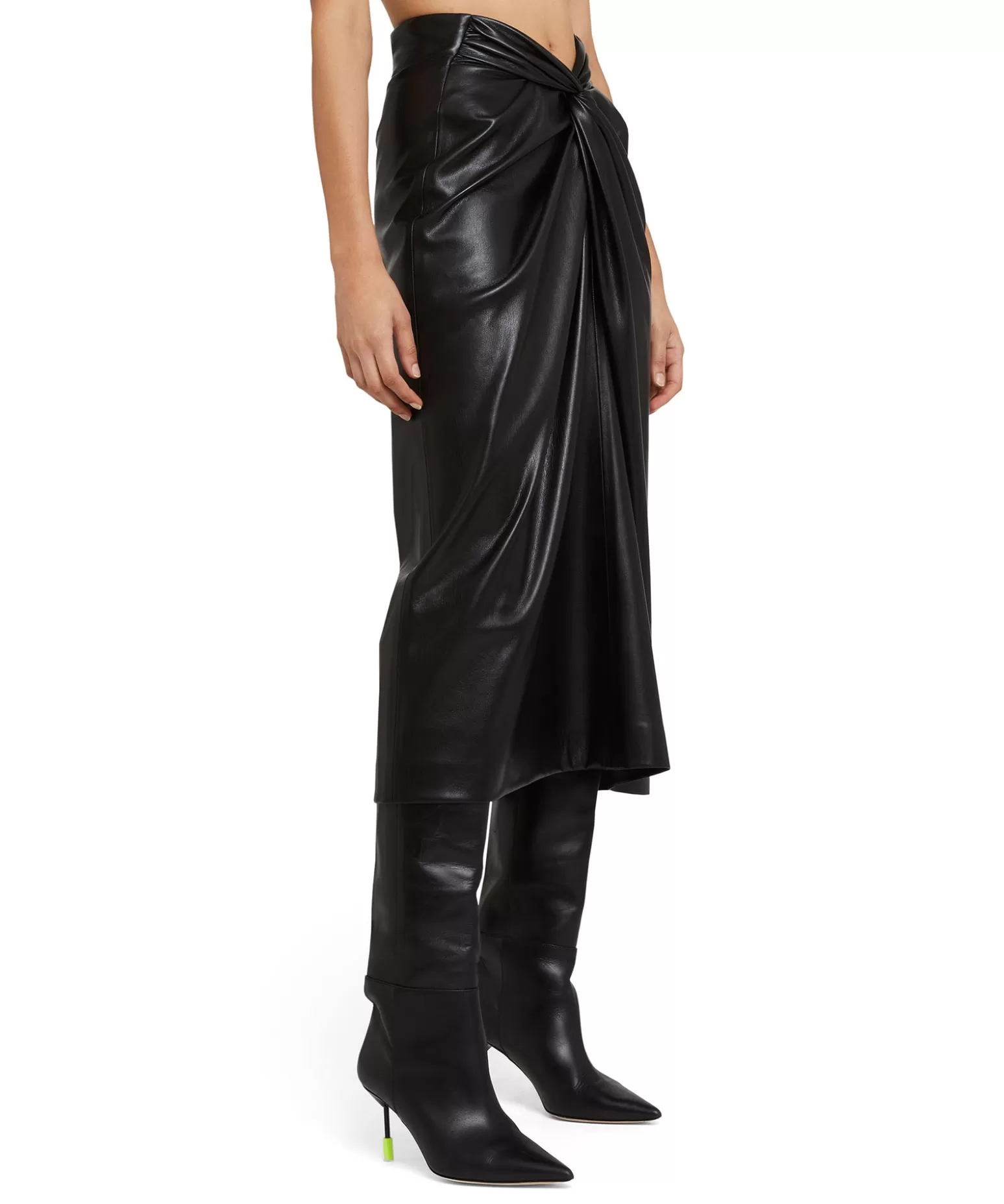 Donna MSGM Gonna Midi In Eco-Pelle Con Dettaglio Incrocio