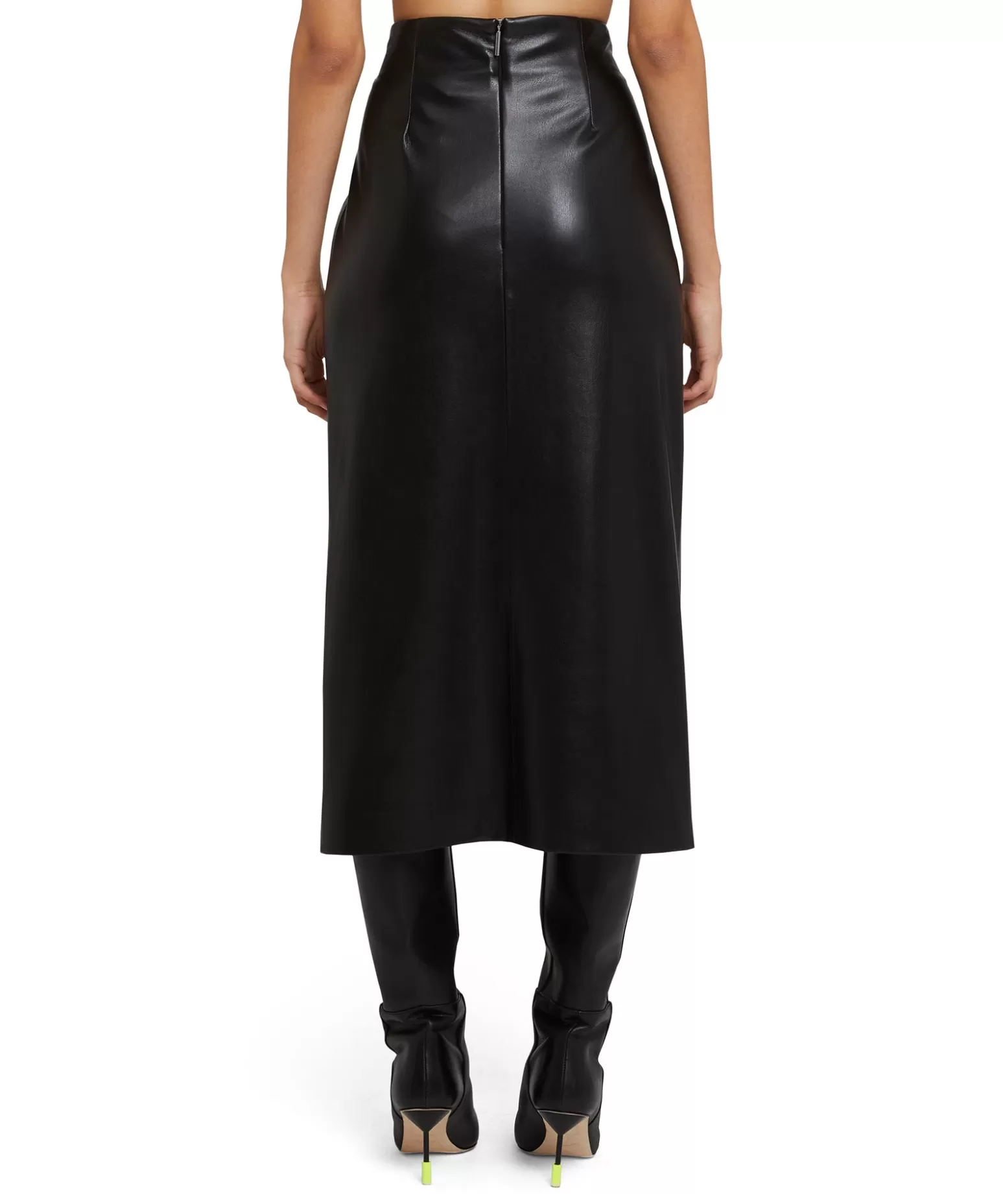 Donna MSGM Gonna Midi In Eco-Pelle Con Dettaglio Incrocio