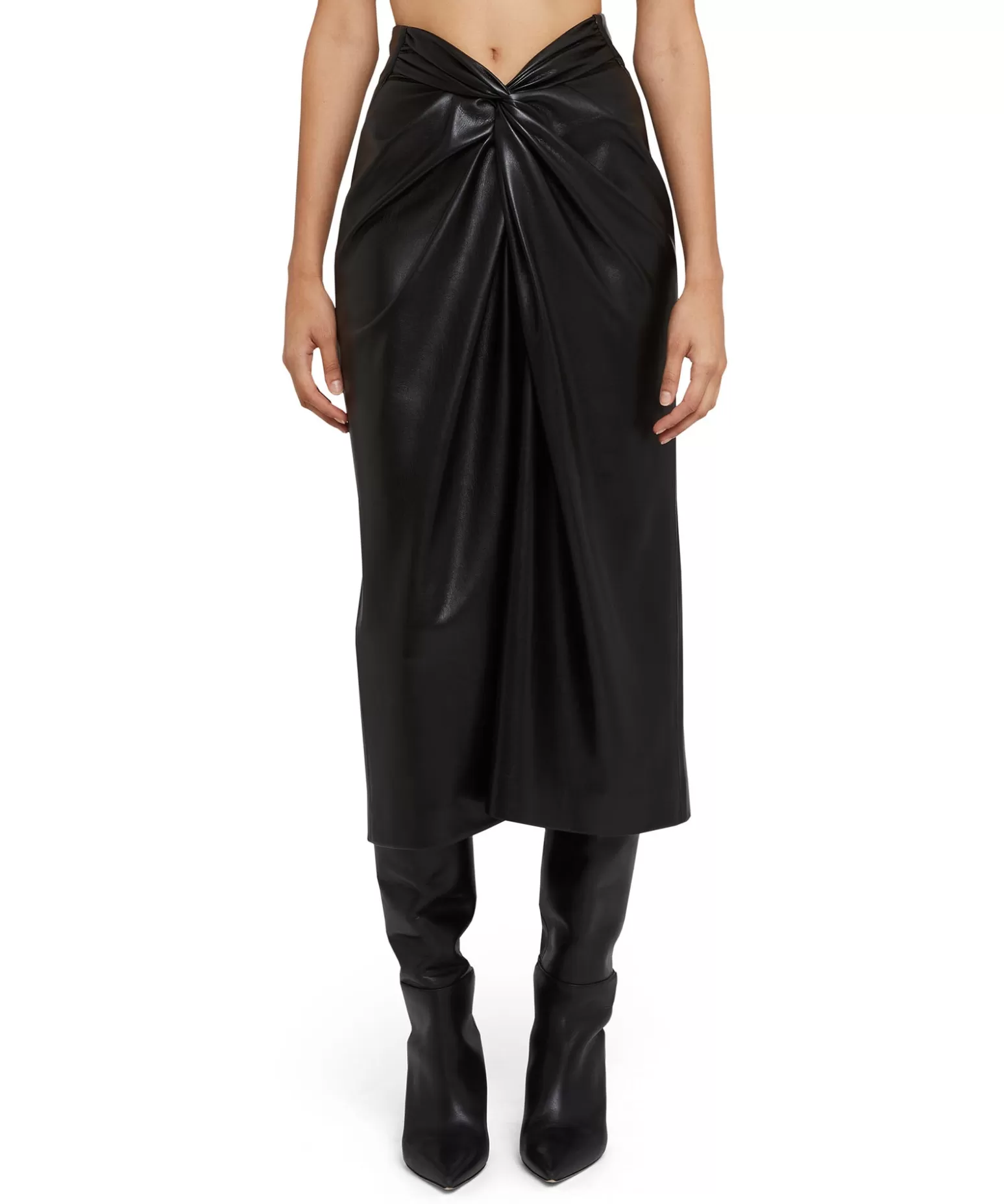 Donna MSGM Gonna Midi In Eco-Pelle Con Dettaglio Incrocio
