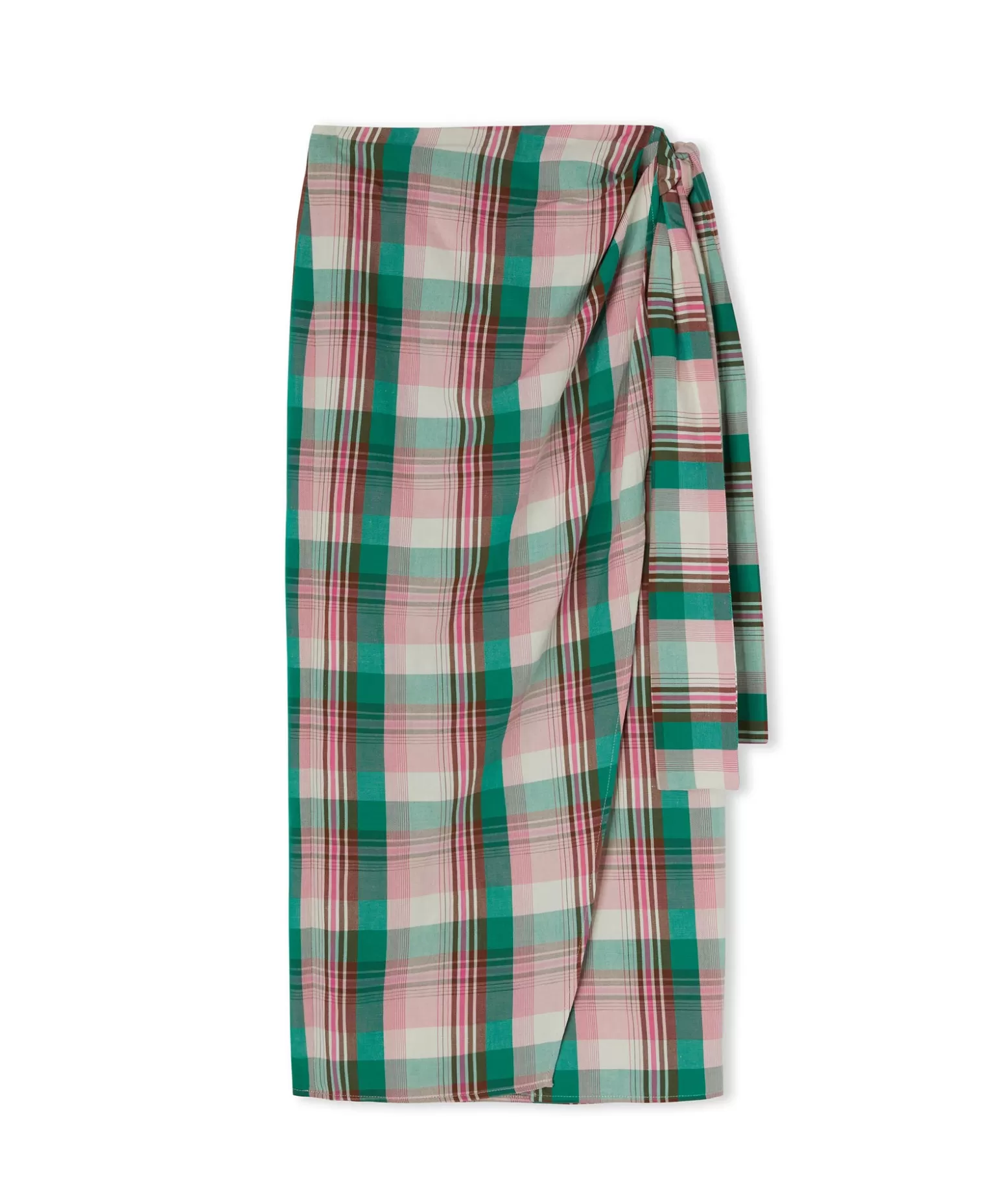 Donna MSGM Gonna Midi In Lino Madras Con Design A Portafoglio