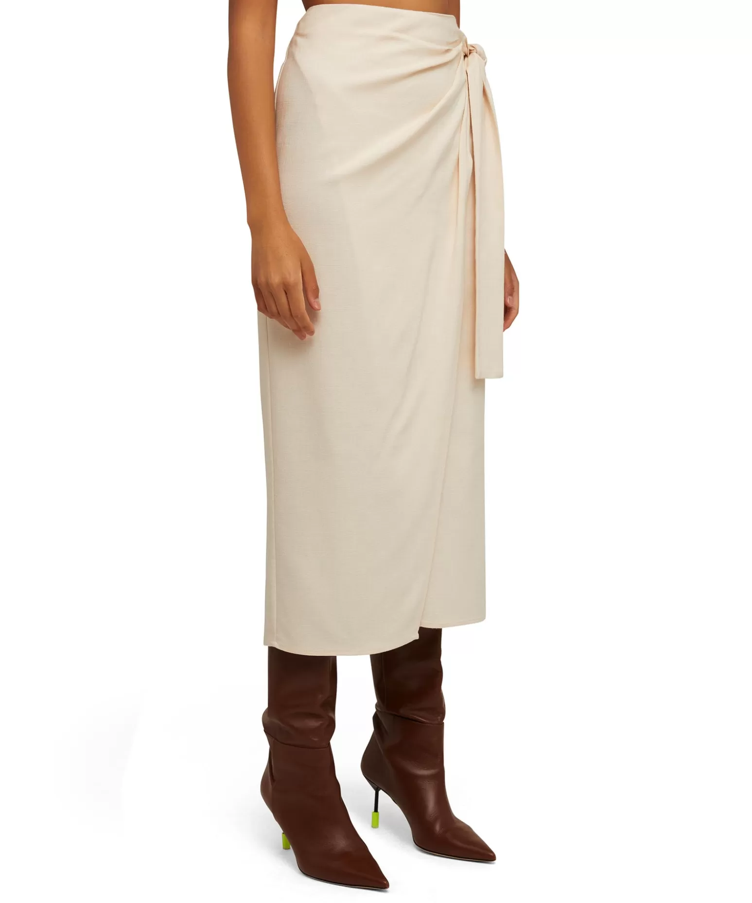 Donna MSGM Gonna Midi In Viscosa Grezza Con Design A Portafoglio