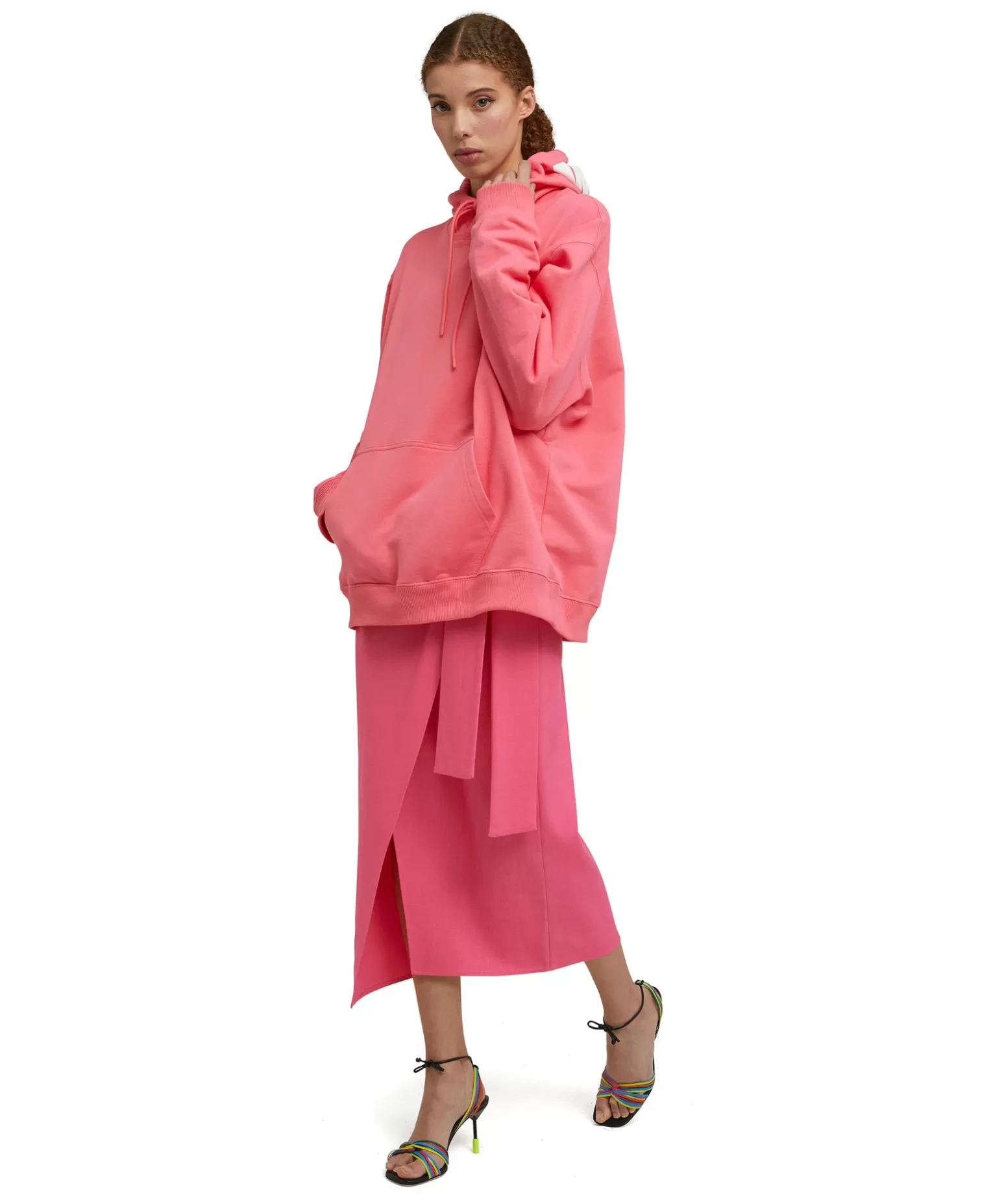 Donna MSGM Gonna Midi In Viscosa Grezza Con Design A Portafoglio