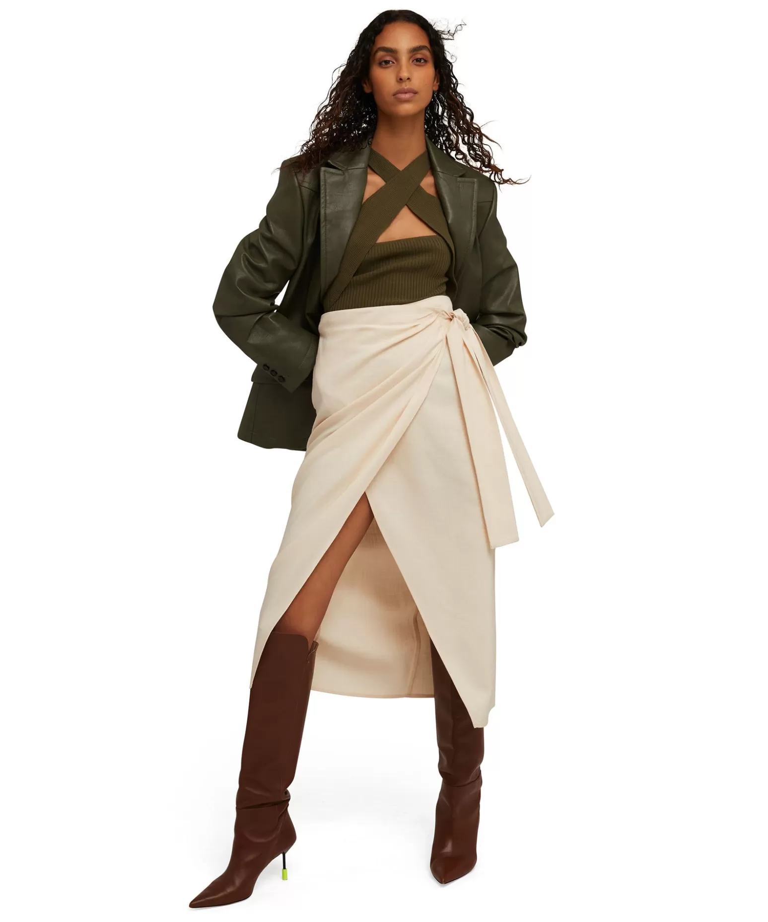 Donna MSGM Gonna Midi In Viscosa Grezza Con Design A Portafoglio