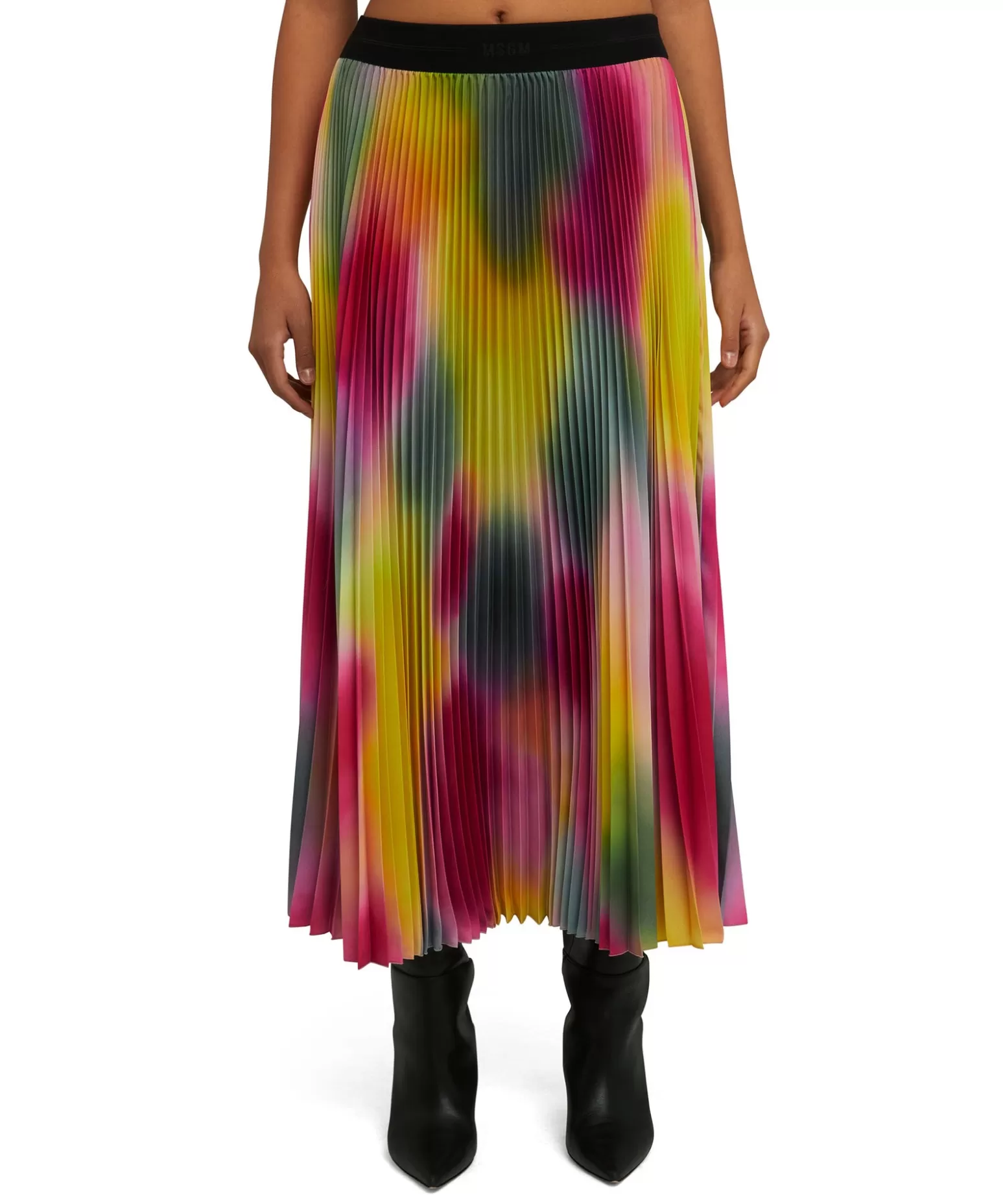 Donna MSGM Gonna Midi Plisse Con Stampa Tie Dye