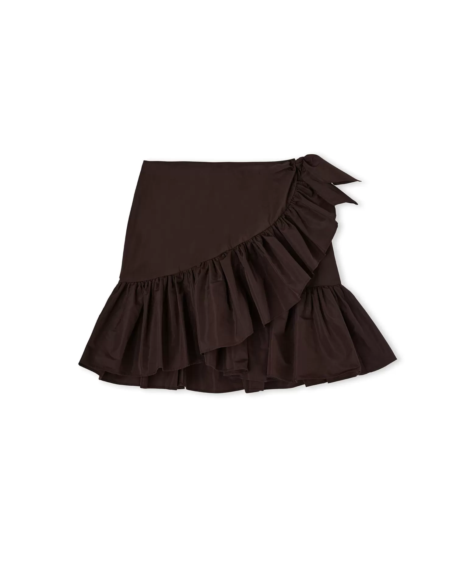 Donna MSGM Gonna Mini In Taffeta Con Design A Portafoglio E Rouches Applicate