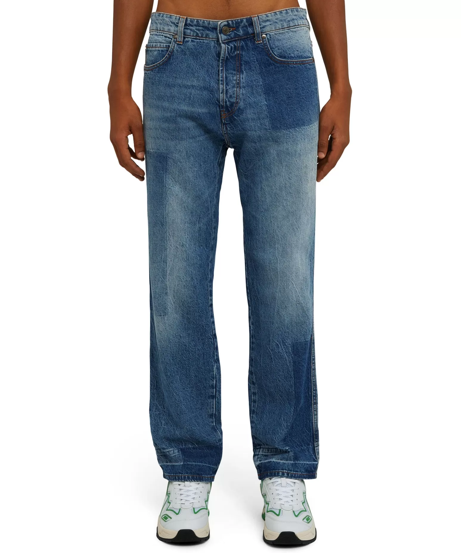 Uomo MSGM Jeans A Gamba Dritta Con Lavorazione A Riserva Patchwork