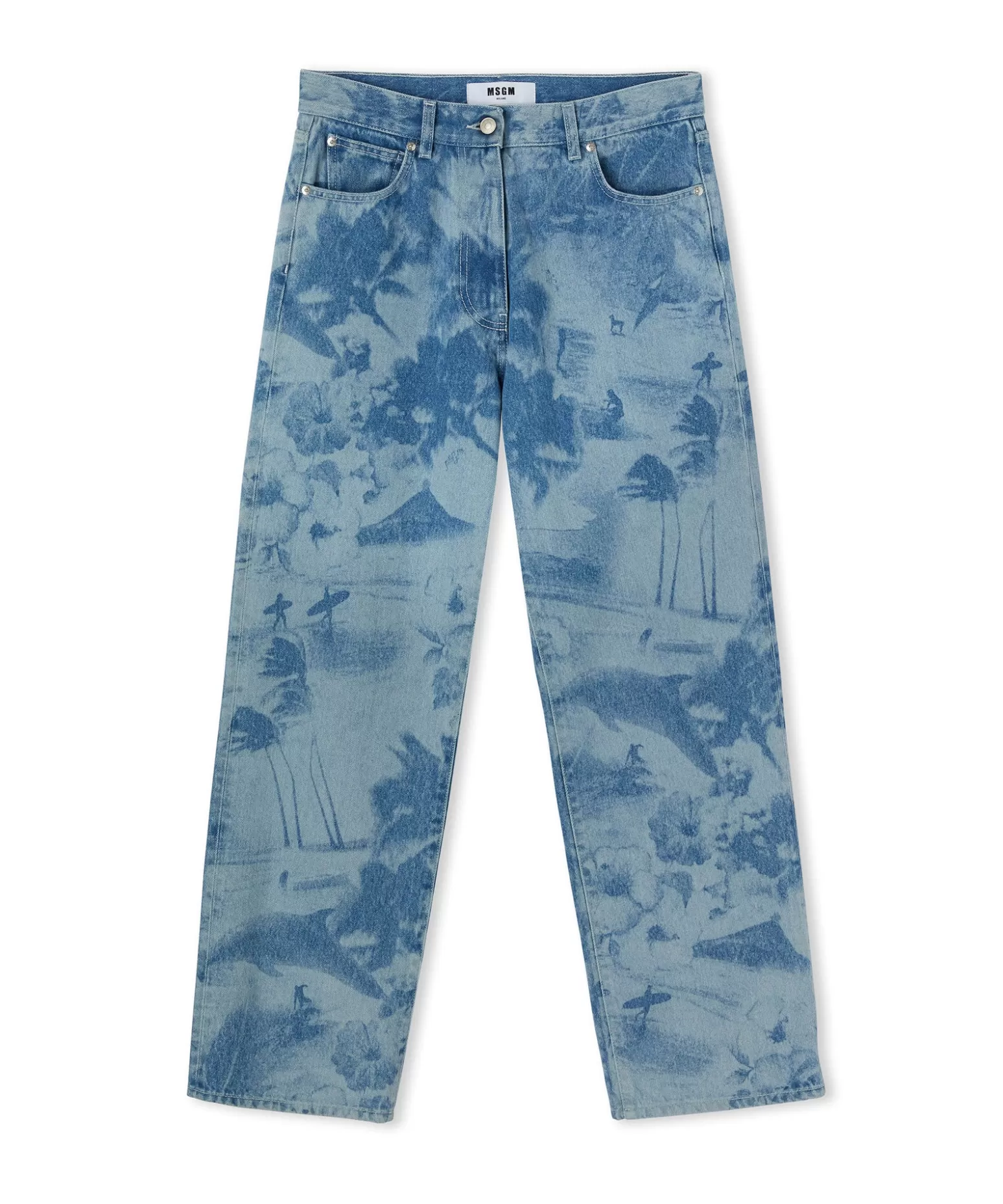 Donna MSGM Jeans A Gamba Dritta Con Lavorazione "Surfer" A Laser