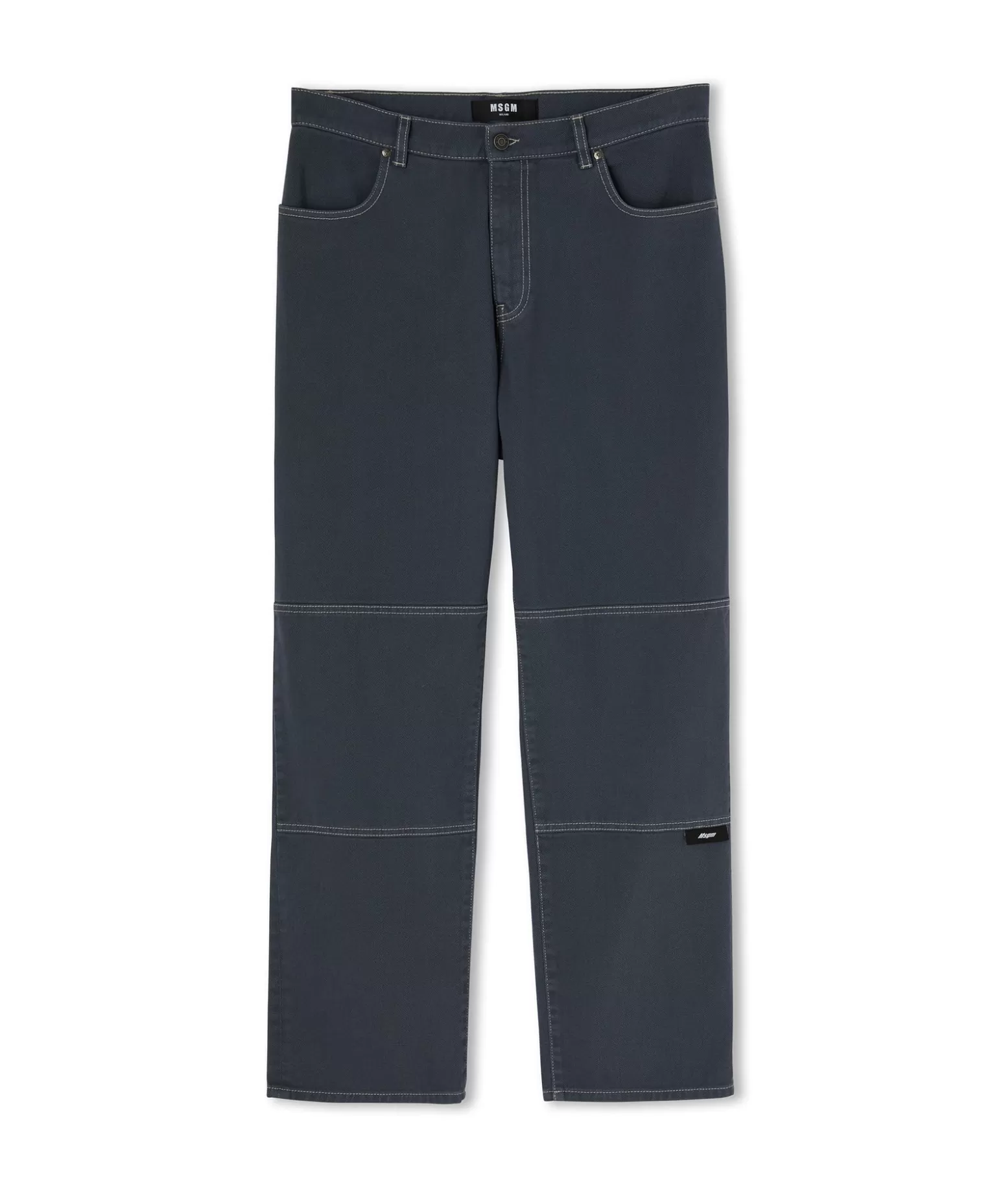 Uomo MSGM Jeans A Gamba Dritta In Cotone Bull Con Logo E Quote "Never Look Backit'S All Ahead"