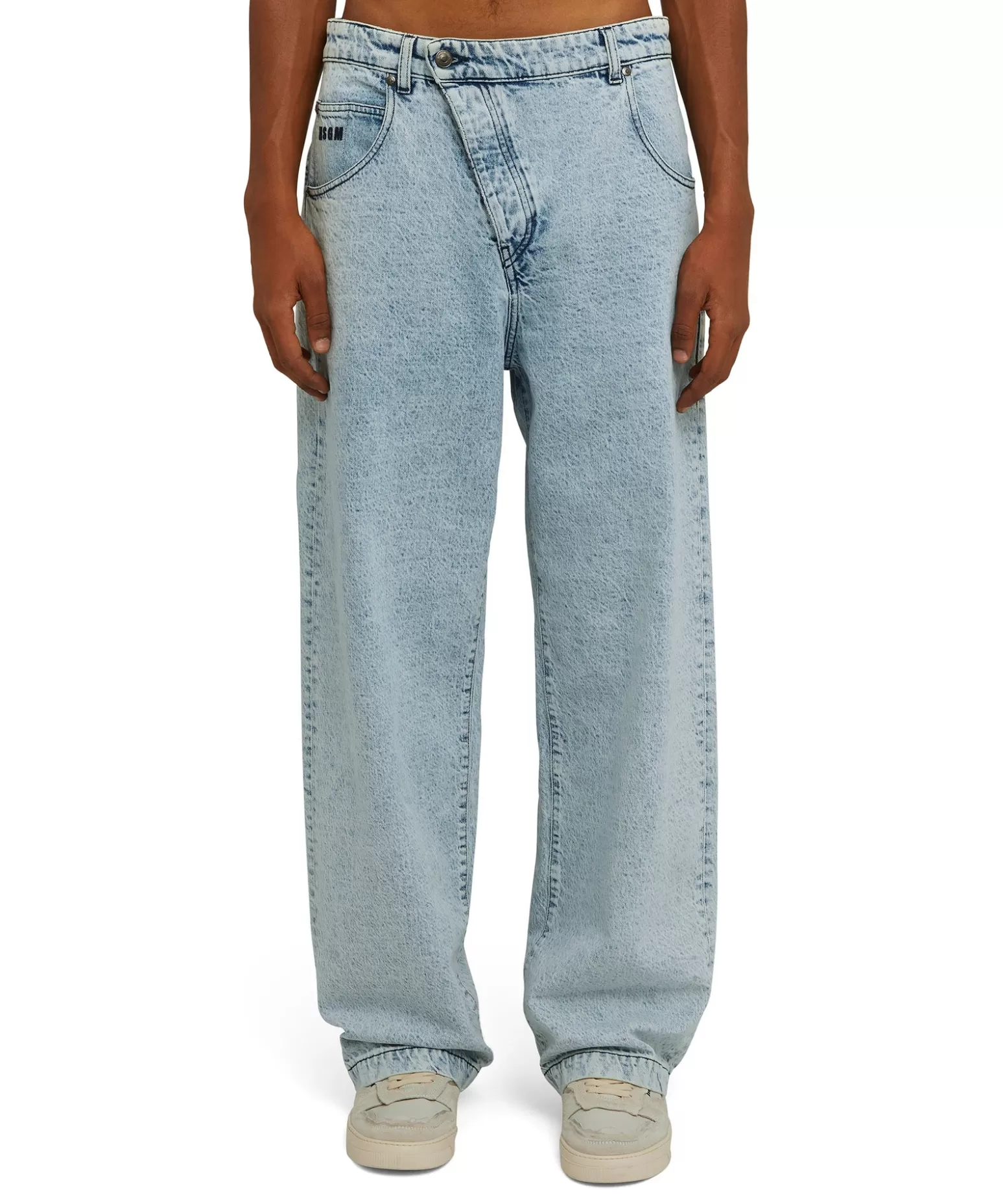 Uomo MSGM Jeans Baggy A Gamba Dritta Con Abbottonatura Obliqua