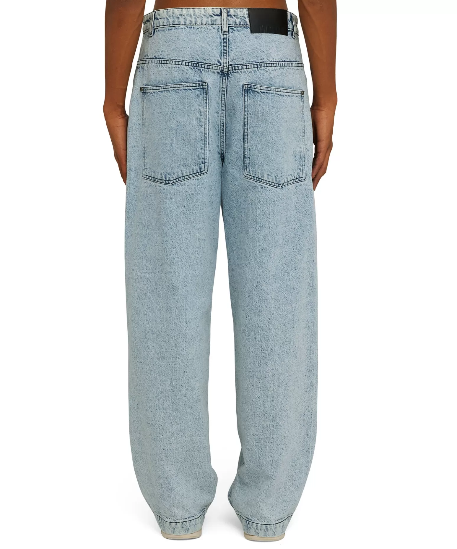 Uomo MSGM Jeans Baggy A Gamba Dritta Con Abbottonatura Obliqua