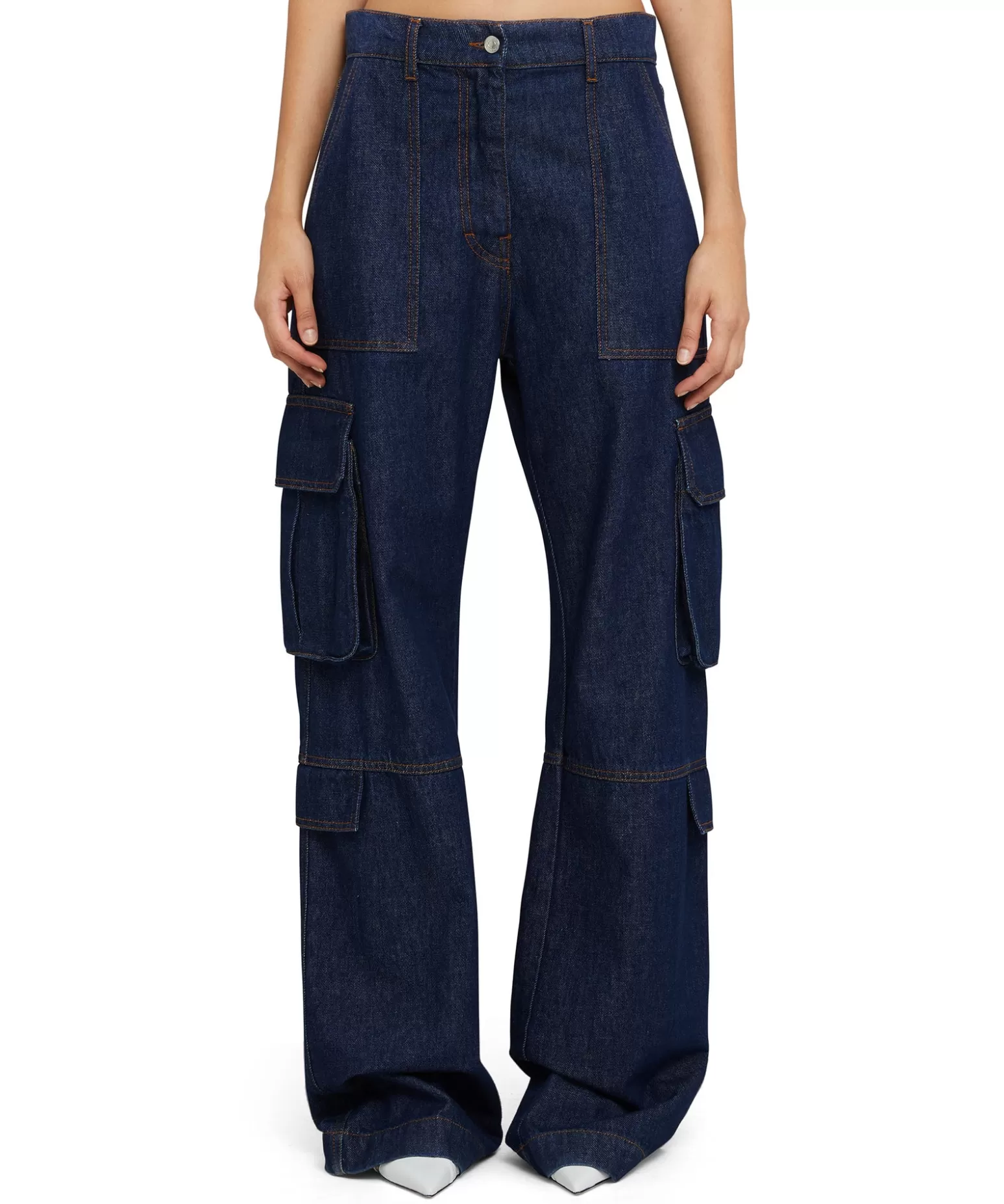 Donna MSGM Jeans Cargo Tinta Unita