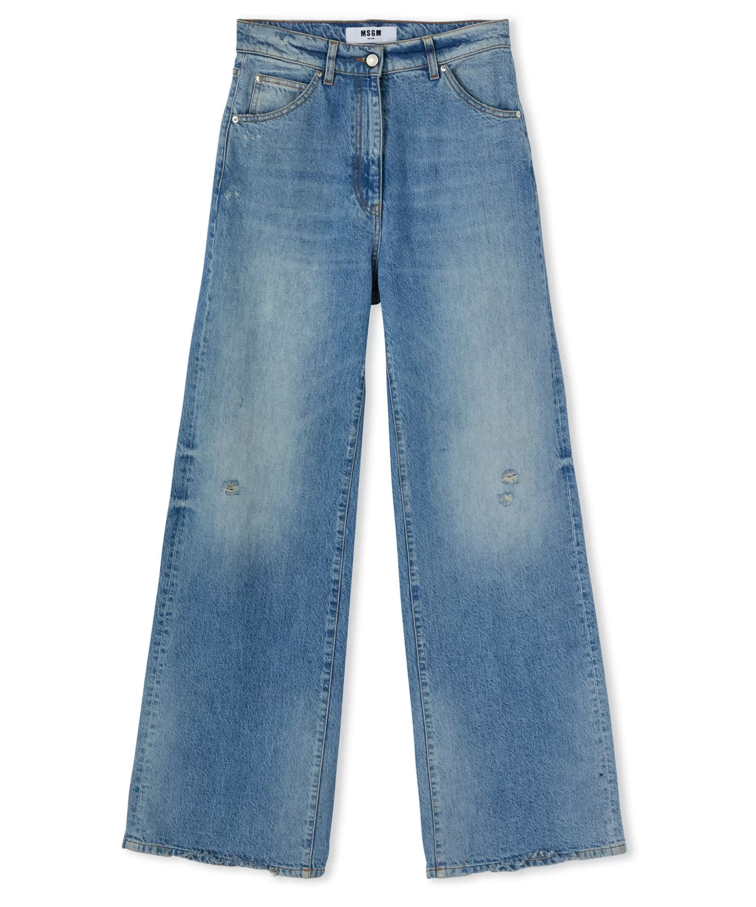 Donna MSGM Jeans Flare A Gamba Larga In Tinta Unita