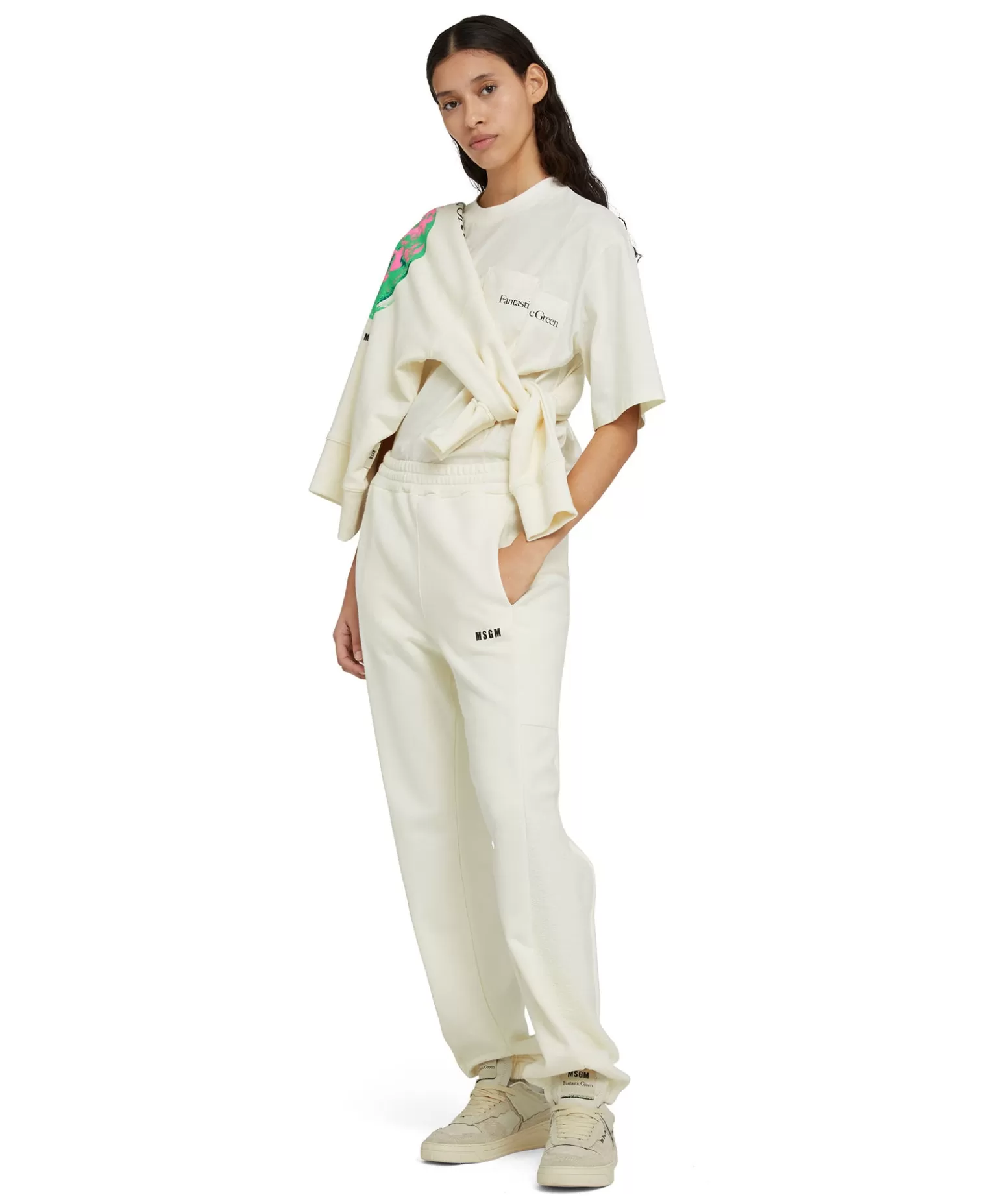 Donna MSGM Joggers In Cotone Organico Certificato Della Capsule Fantastic Green
