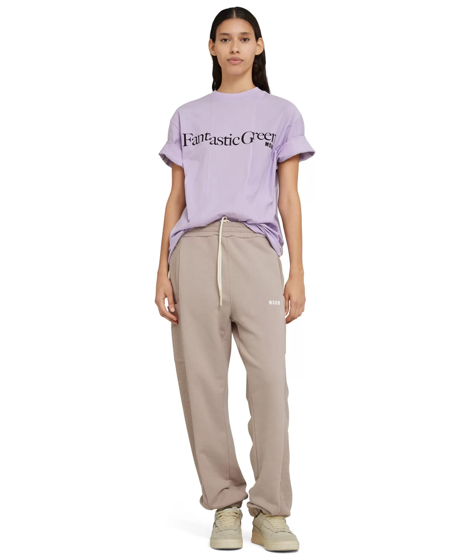 Donna MSGM Joggers In Cotone Organico Certificato Della Capsule Fantastic Green