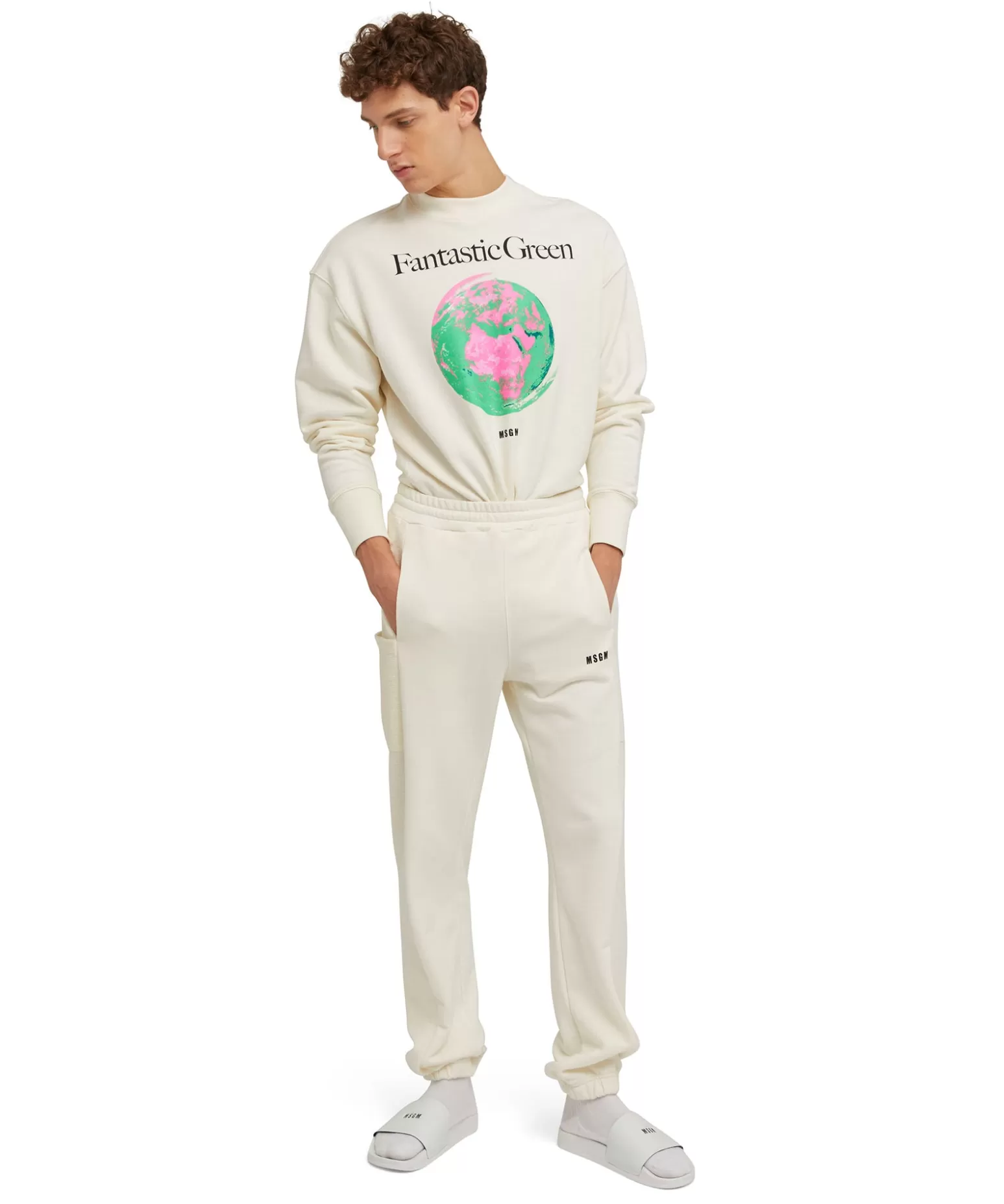 Donna MSGM Joggers In Cotone Organico Certificato Della Capsule Fantastic Green