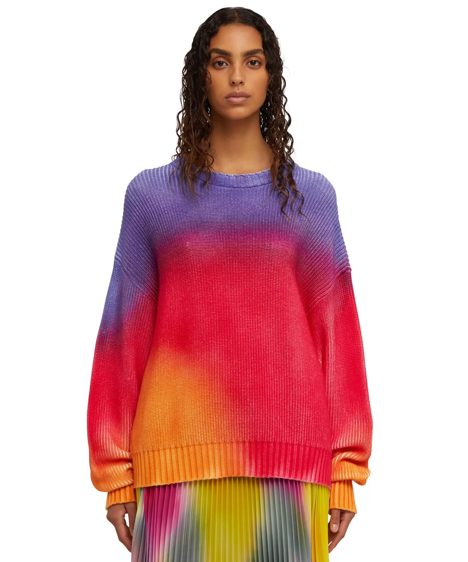 Donna MSGM Maglione Girocollo In Cotone Tie Dye