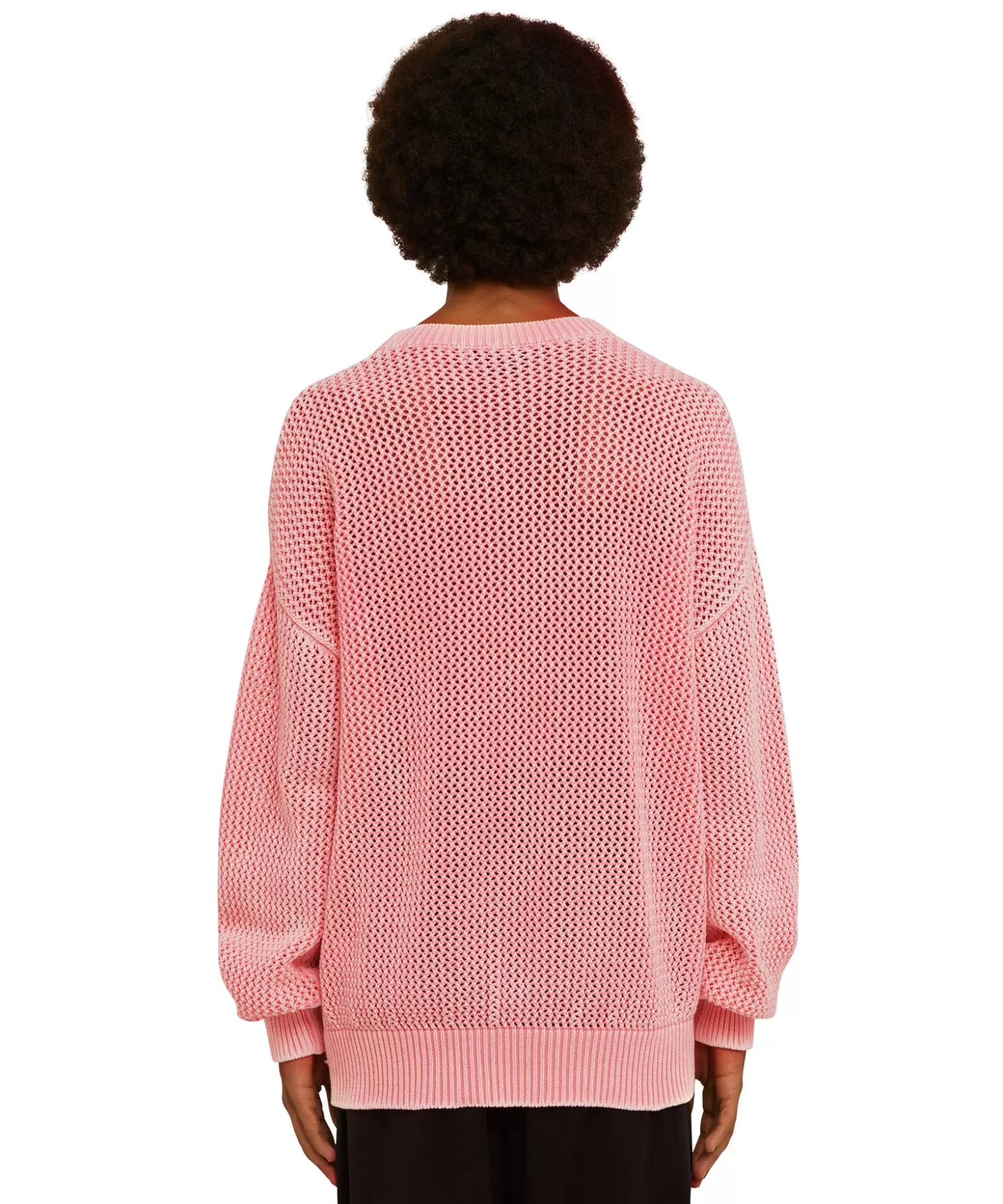 Uomo MSGM Maglione Girocollo In Maglia Di Cotone Overdyed Con Lavorazione A Rete