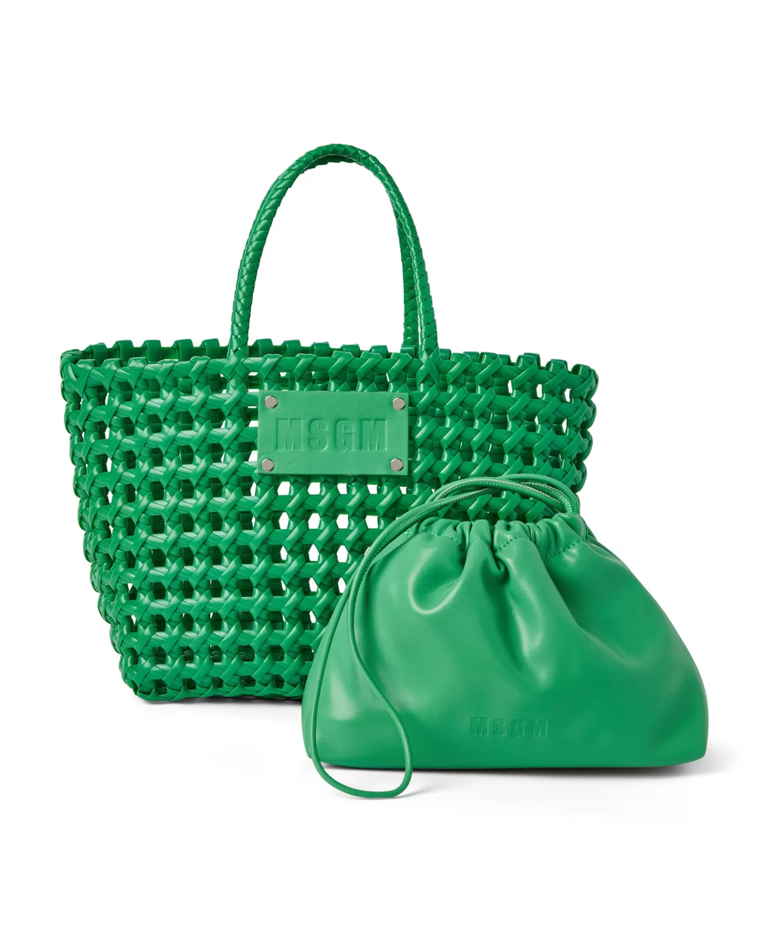 Donna MSGM Mini Basket Net Bag Con Mini Pouch Corredata In Ecopelle
