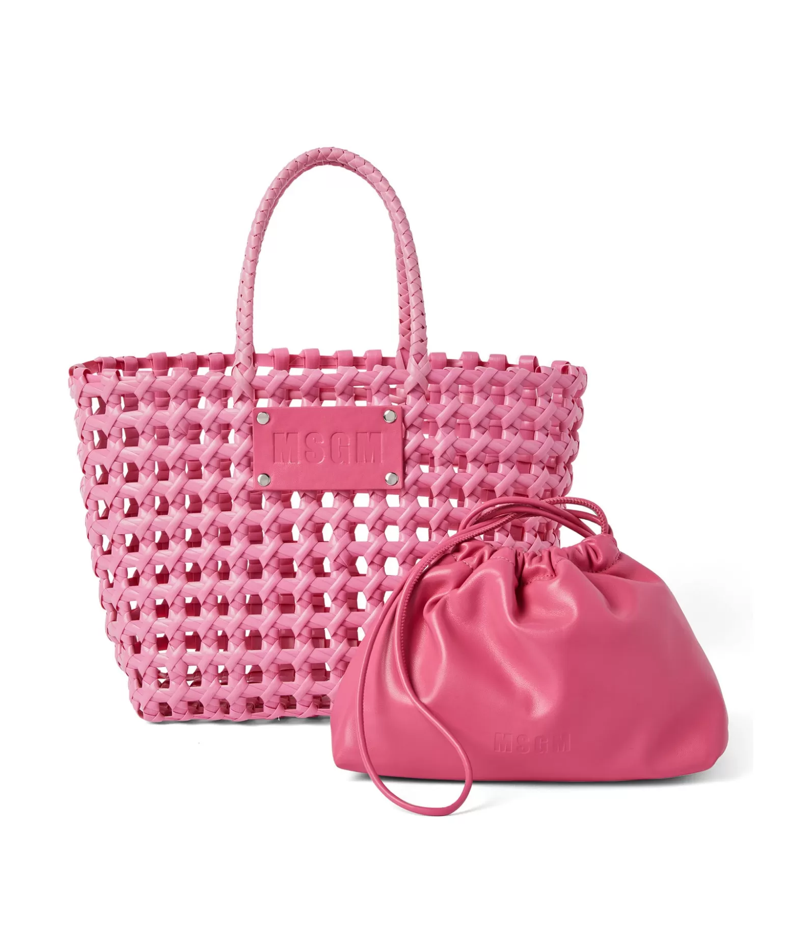 Donna MSGM Mini Basket Net Bag Con Mini Pouch Corredata In Ecopelle