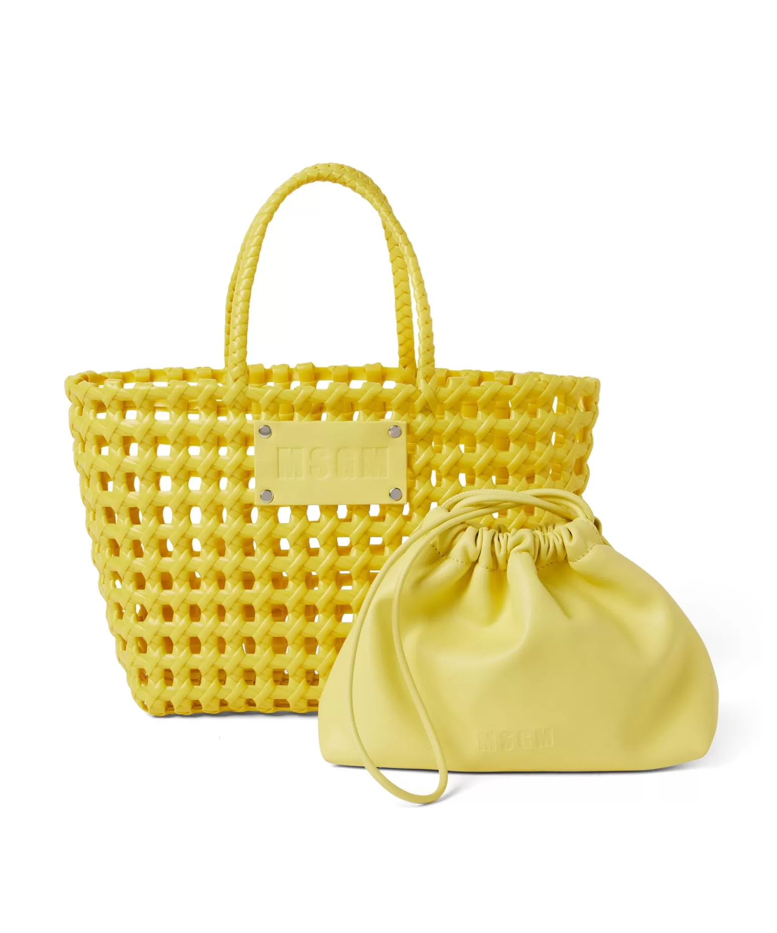 Donna MSGM Mini Basket Net Bag Con Mini Pouch Corredata In Ecopelle