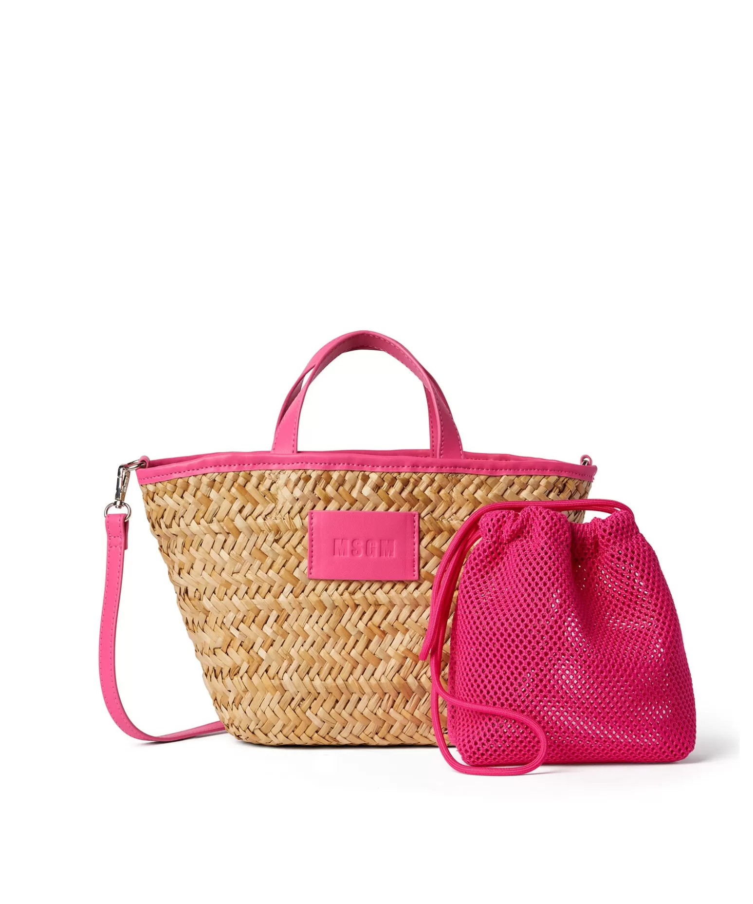 Donna MSGM Mini Tote In Paglia Corredata Da Mini Pouch
